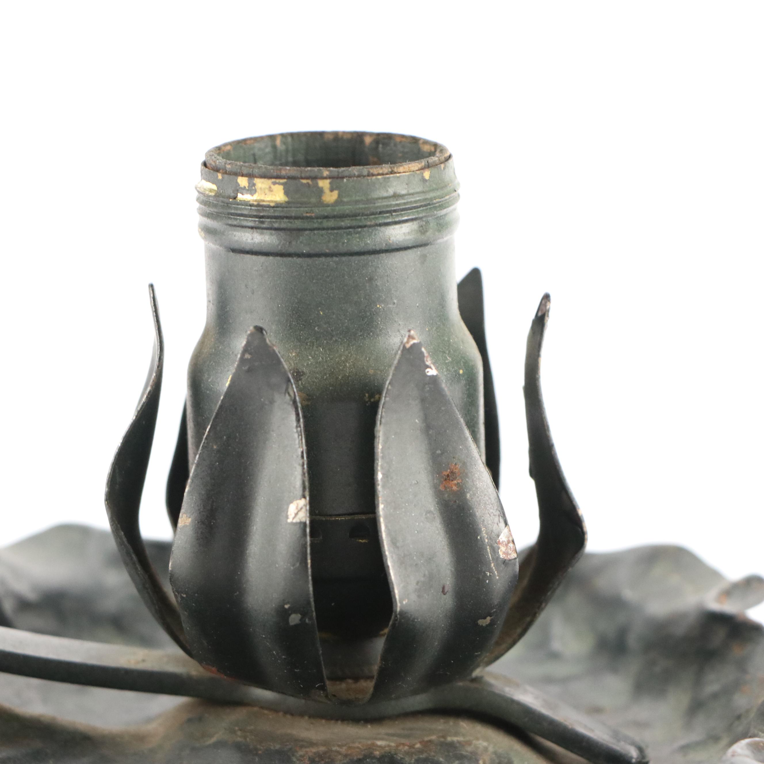 Arts and Crafts Style Patinated Metal "Lily Pad" Desk Lamp, Circa 1910–1920