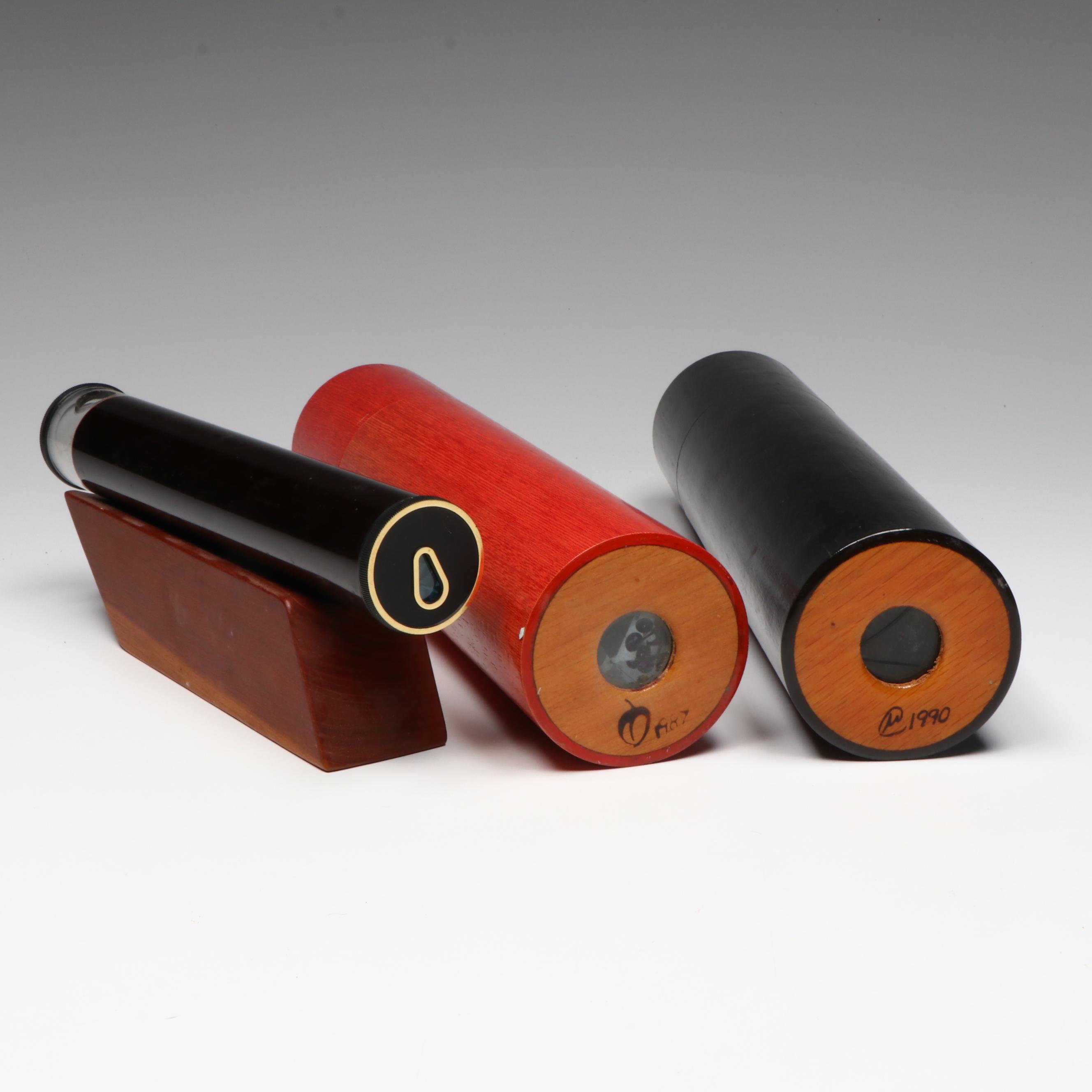 Vintage Wooden and Glass Kaleidoscopes with "Space Tube" Inserts