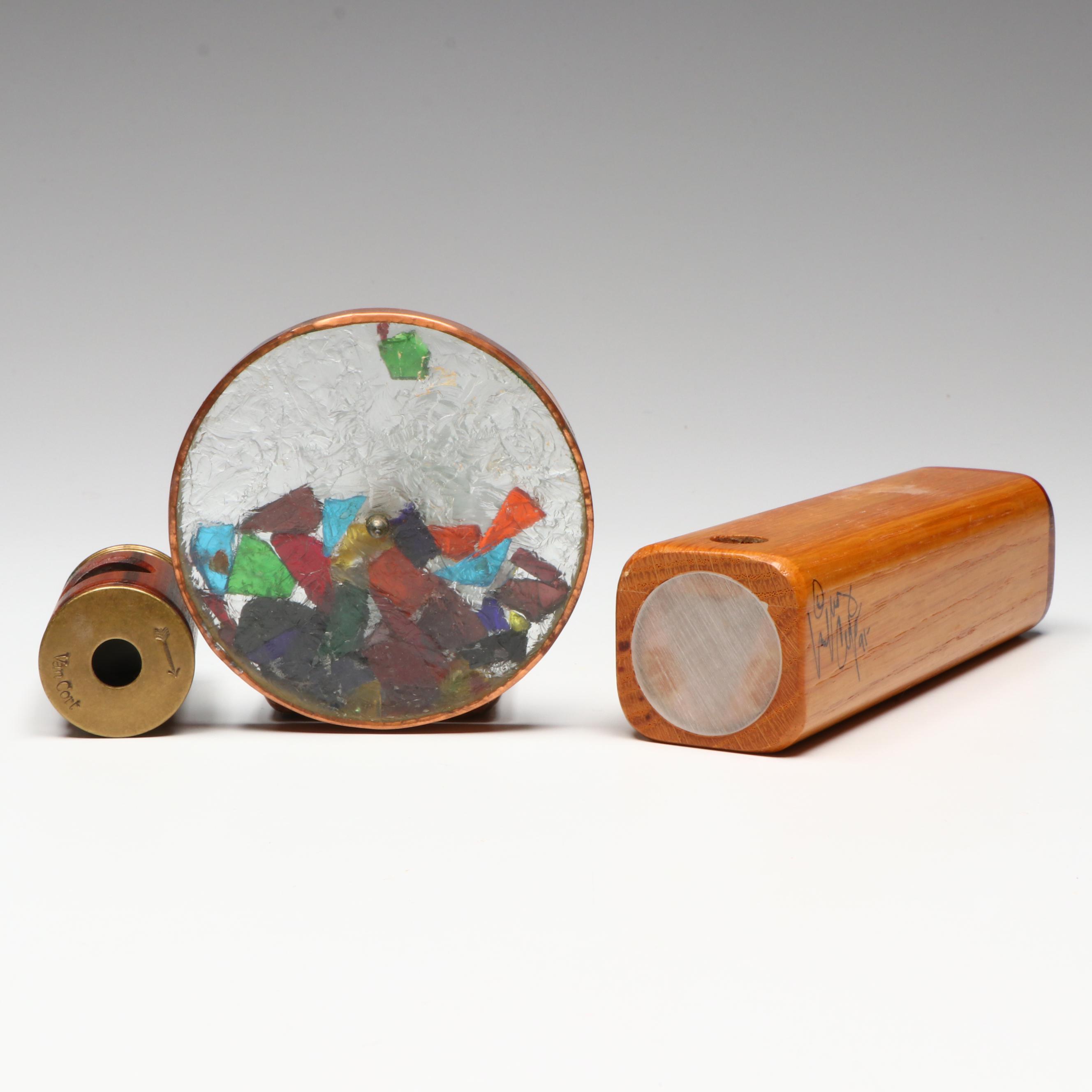 Vintage Wooden and Glass Kaleidoscopes with "Space Tube" Inserts