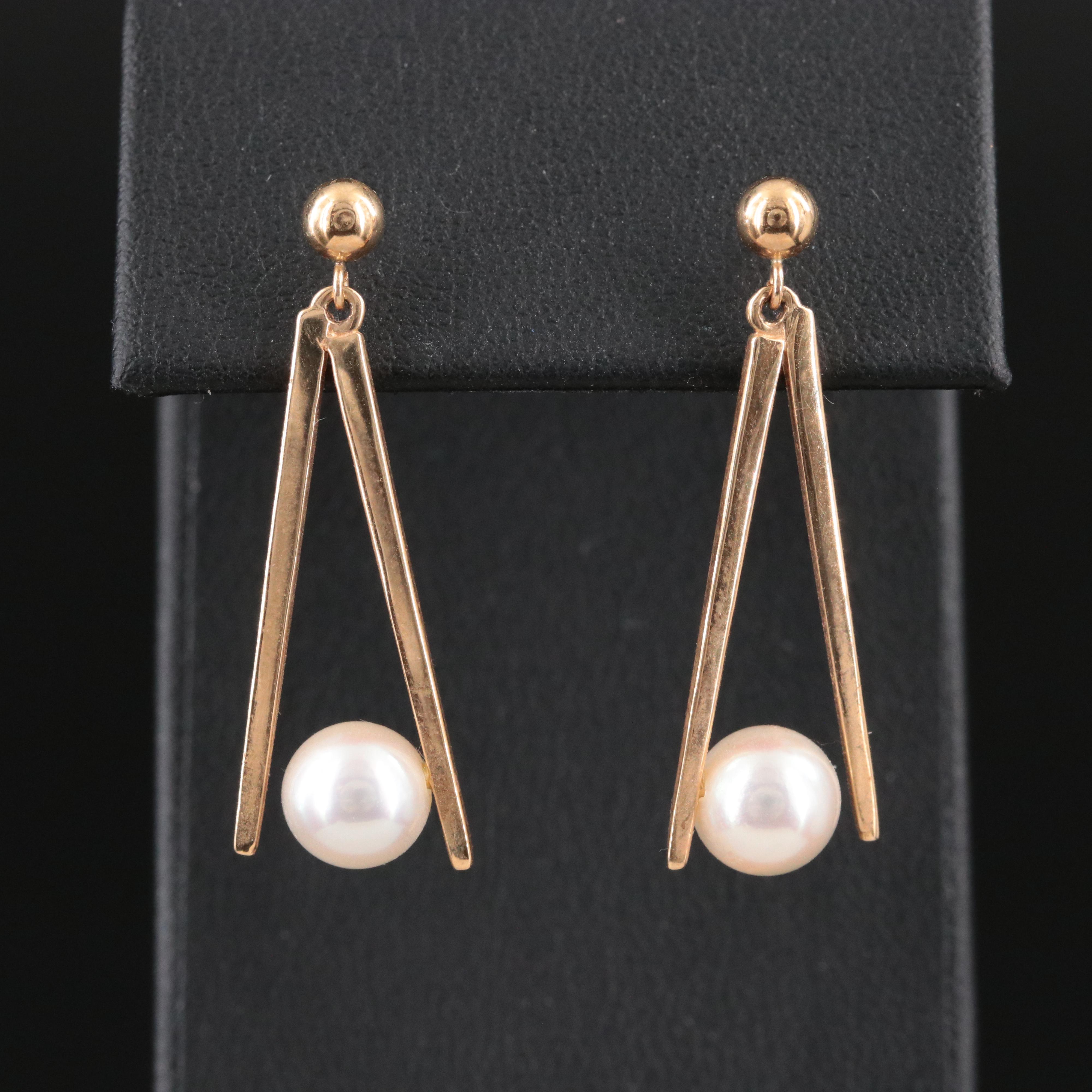 14K Pearl Drop Earrings