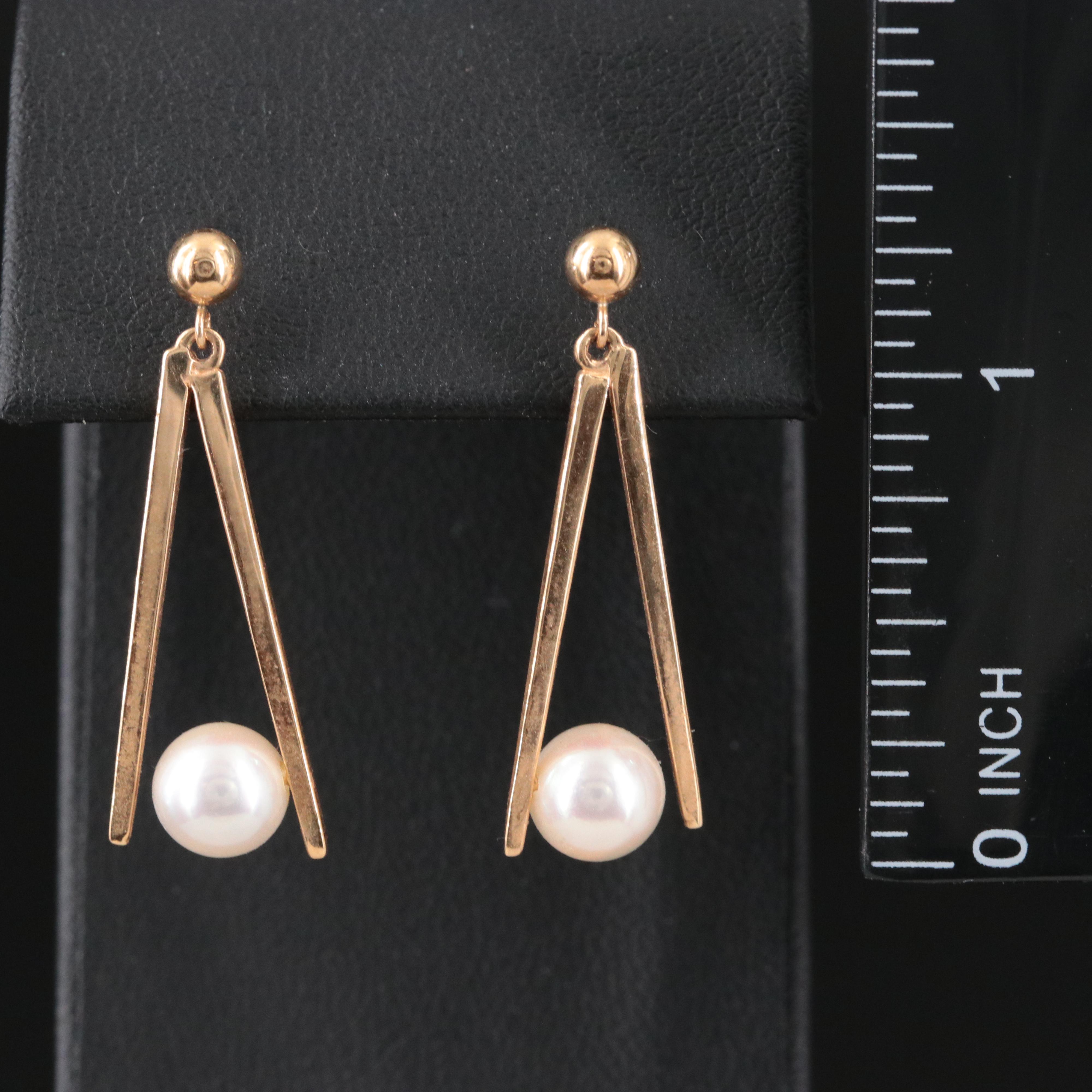 14K Pearl Drop Earrings