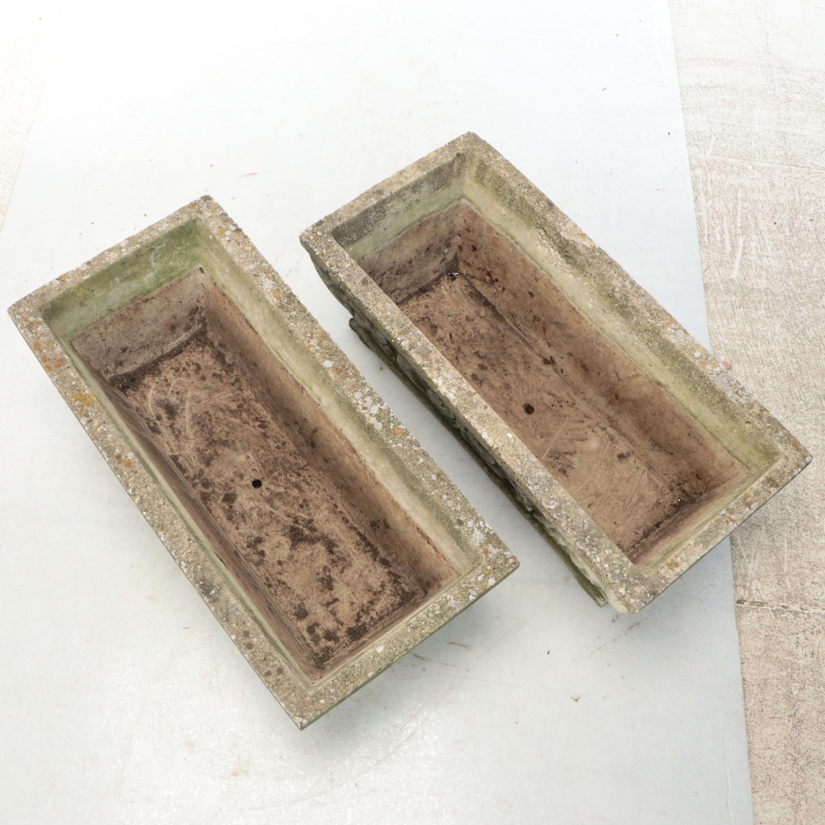 Louis XVI Style Fleur-de-lis Concrete Rectangular Planters