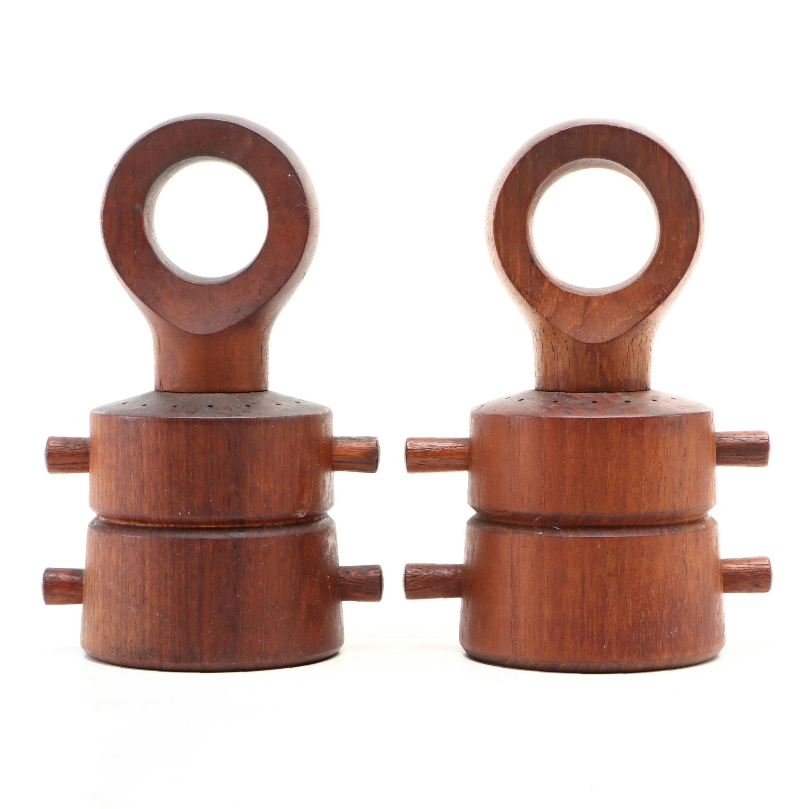 Jens Quistgaard Style Danish Modern Teak "Anchor" Salt and Pepper Set
