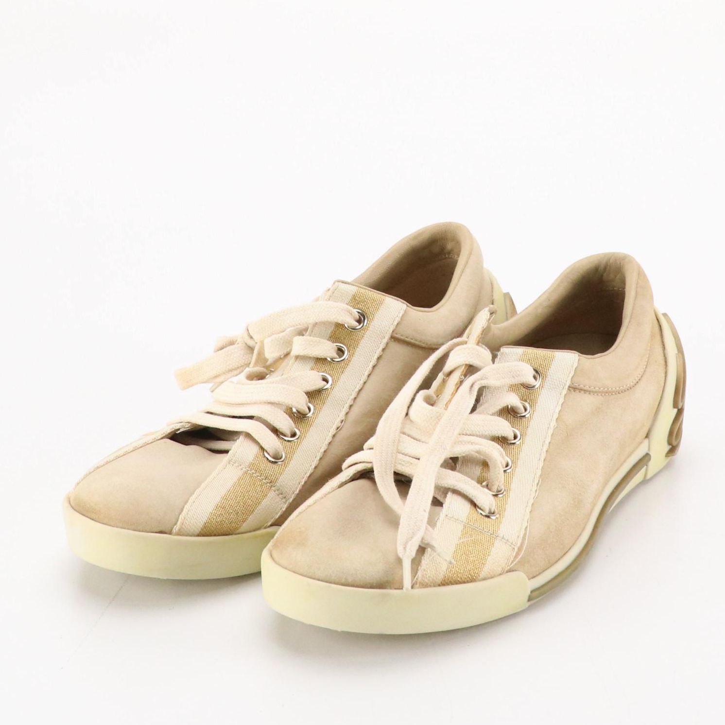 Gucci Boulevard Script Logo Suede and Web Stripe Lace-Up Sneakers