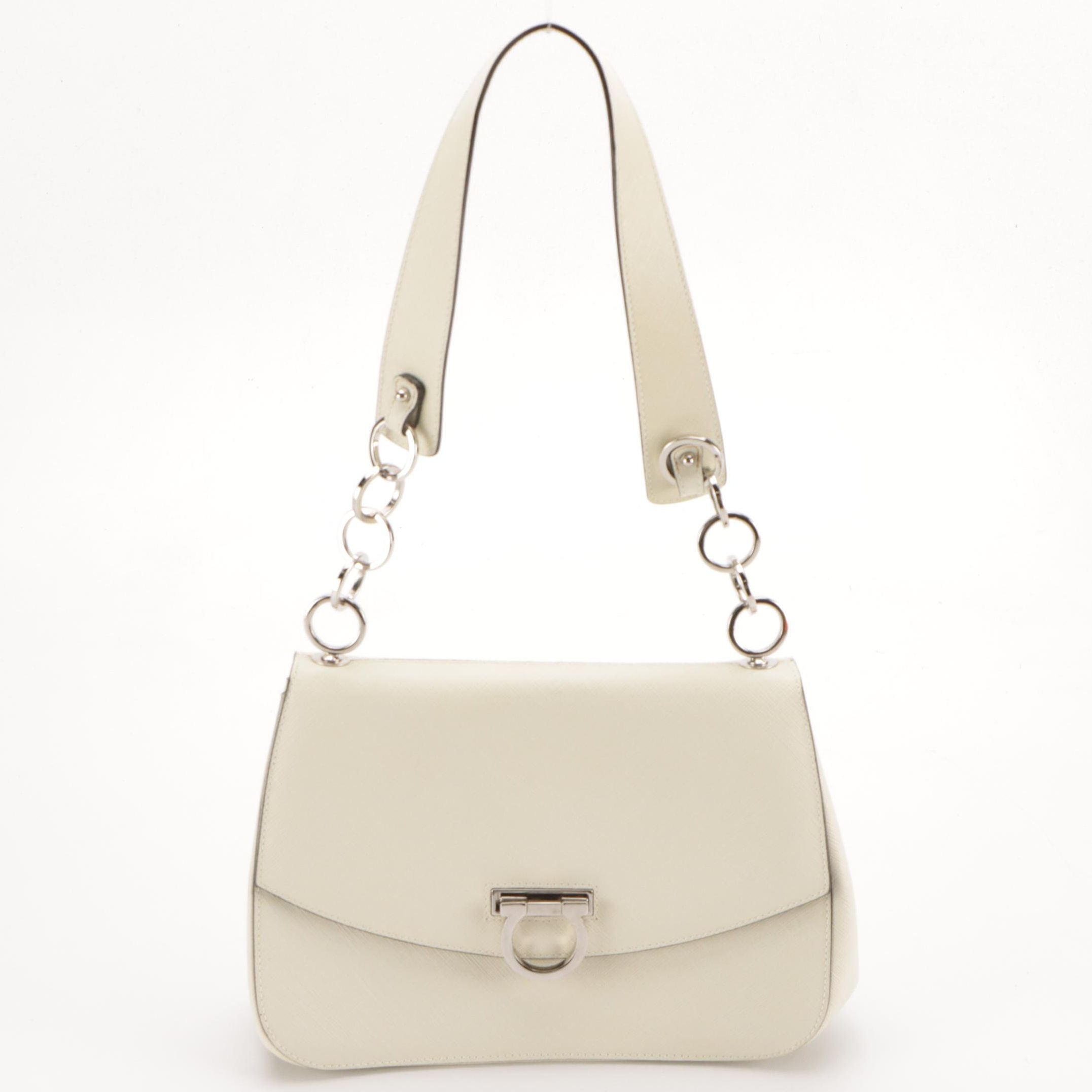 Salvatore Ferragamo Saffiano Leather Front-Flap Shoulder Bag with Gancini Clasp