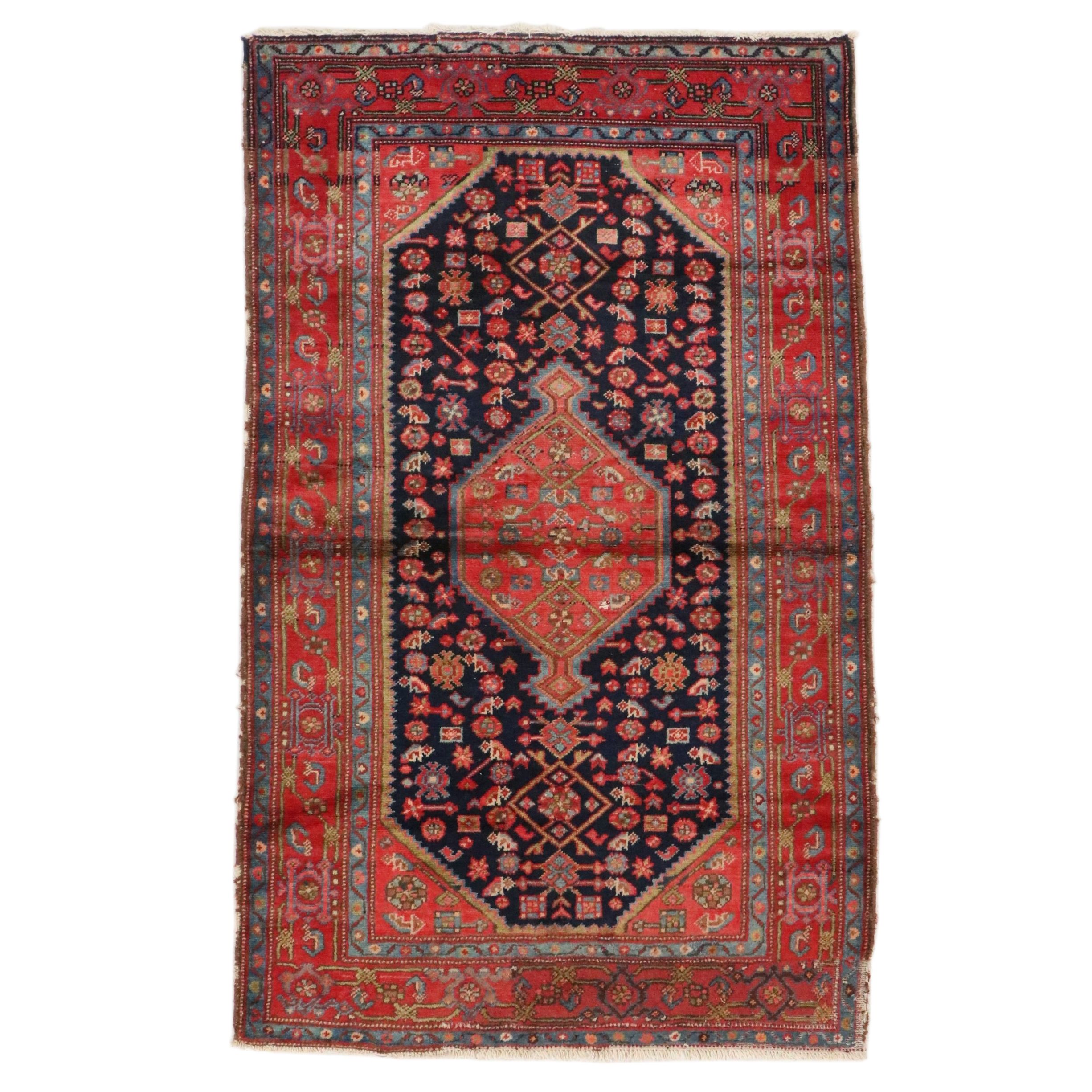 4'3 x 7' Hand-Knotted Persian Malayer Area Rug