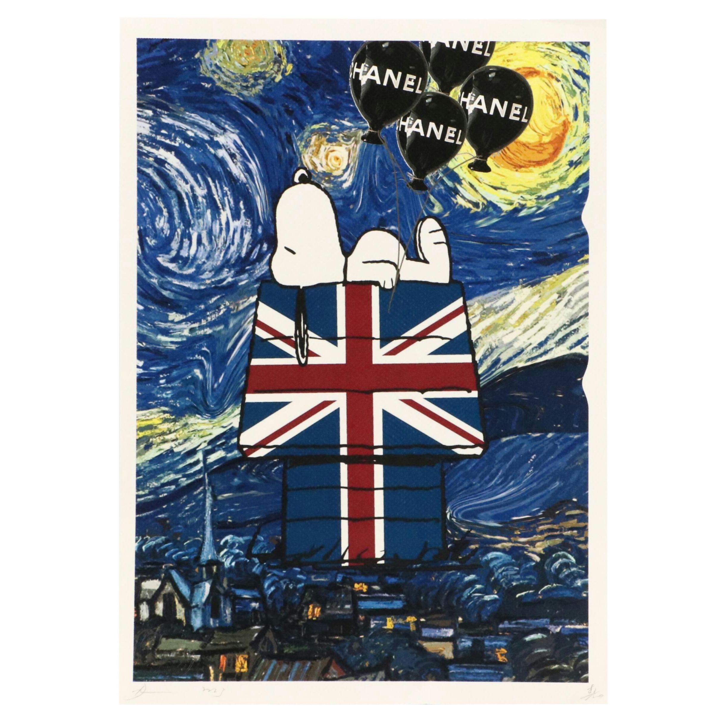 Death NYC Pop Art Graphic Print Homage Chanel x Snoopy x Van Gogh, 2023