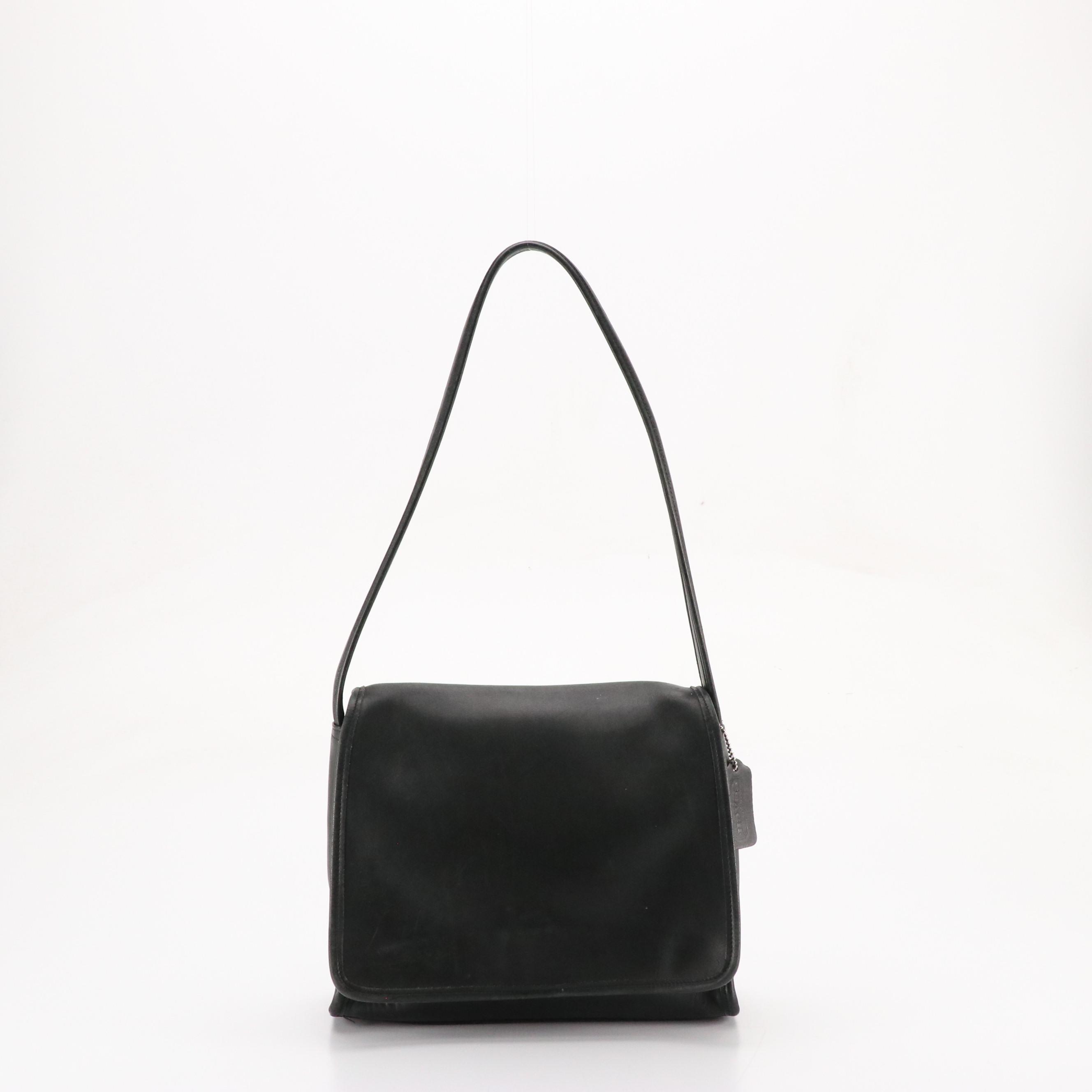 Coach Vintage Black Leather Aero Flap Shoulder Bag