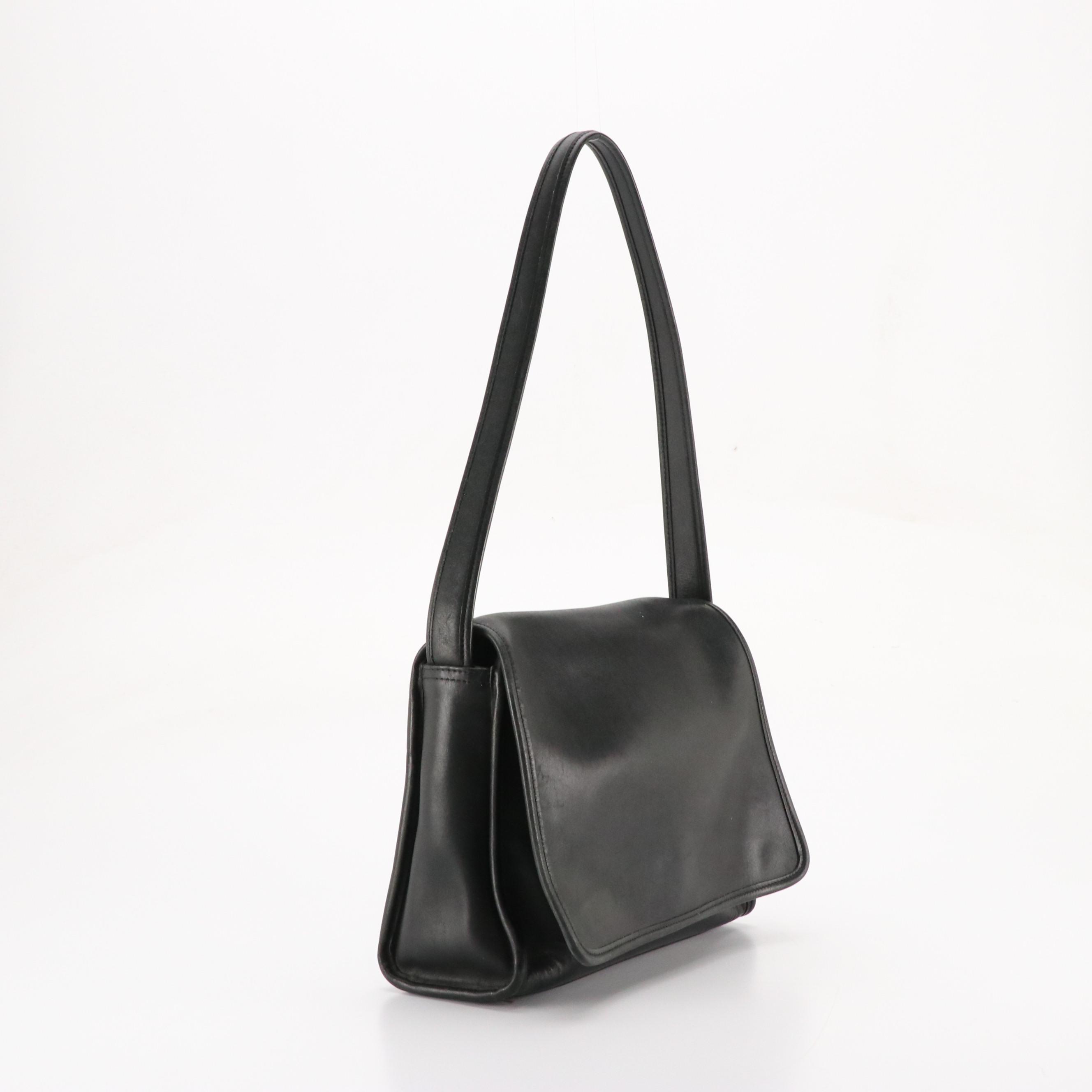 Coach Vintage Black Leather Aero Flap Shoulder Bag