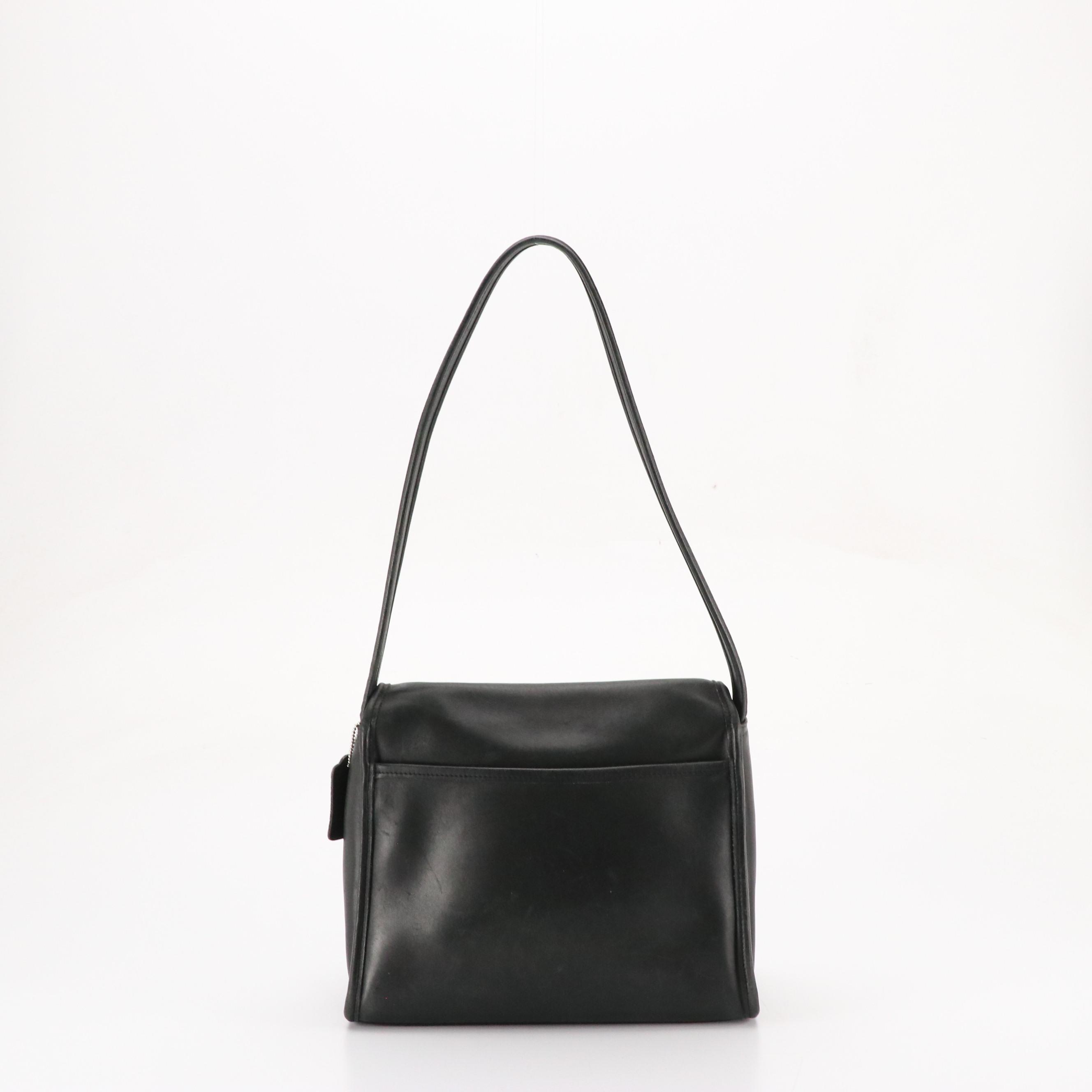 Coach Vintage Black Leather Aero Flap Shoulder Bag