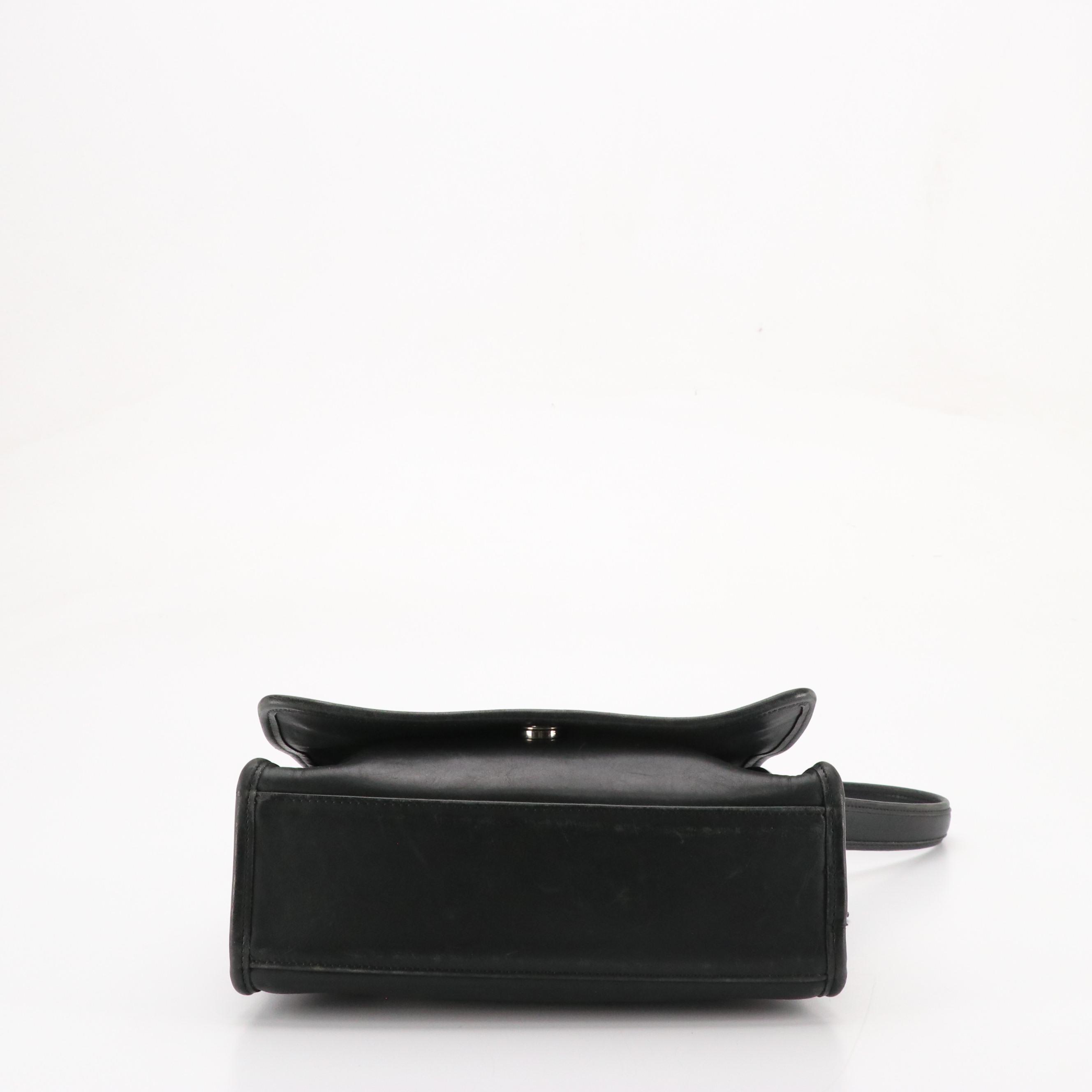 Coach Vintage Black Leather Aero Flap Shoulder Bag