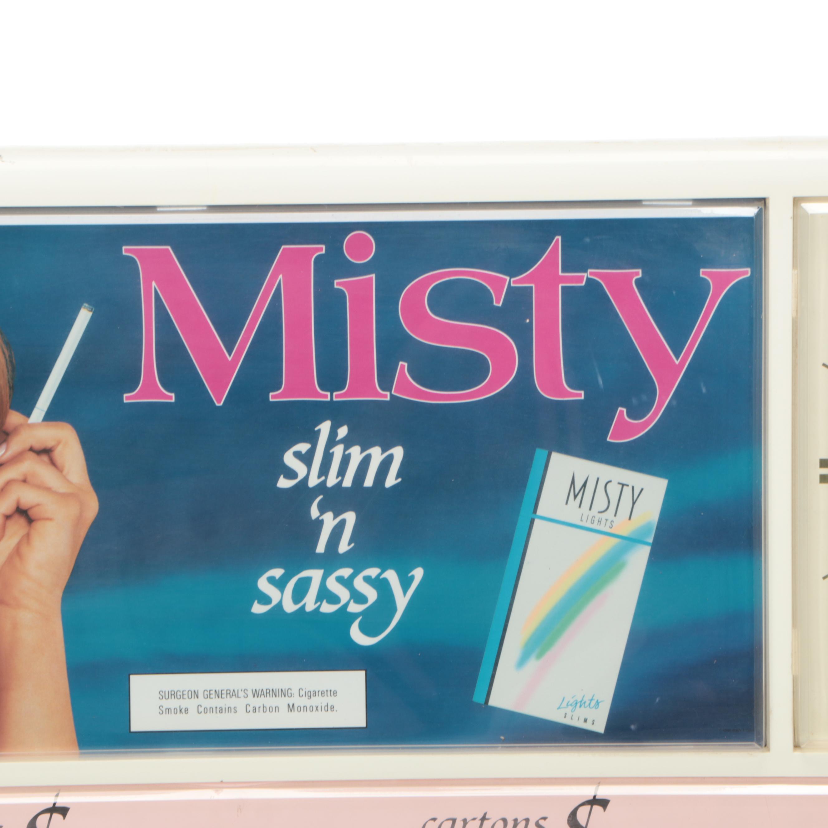 Misty Slims Cigarette Sign with Clock, Late 20th/Early 21st C.