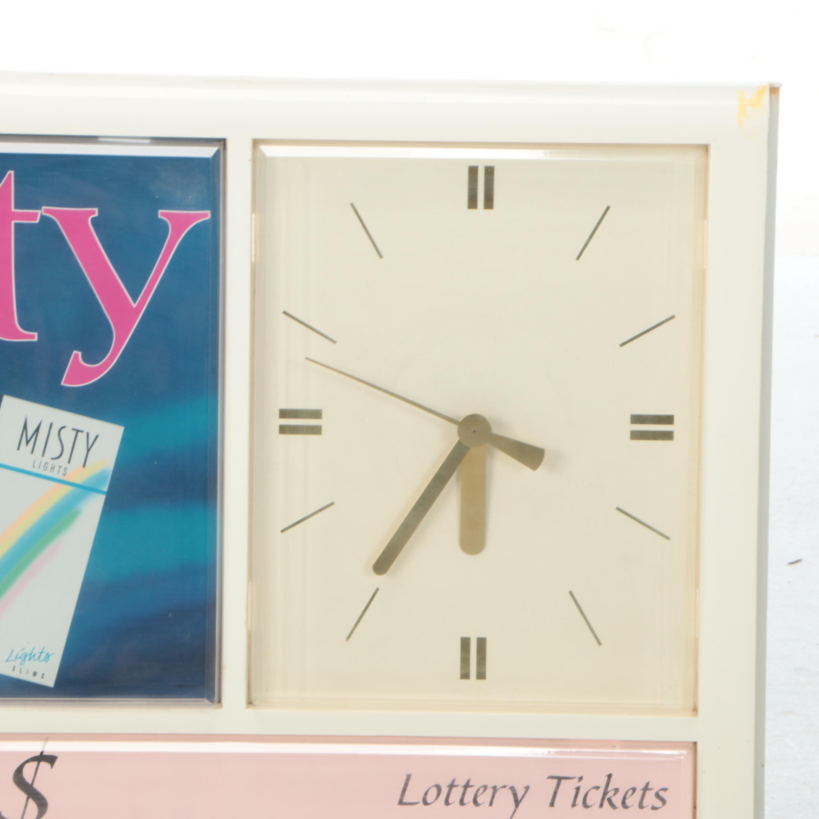 Misty Slims Cigarette Sign with Clock, Late 20th/Early 21st C.