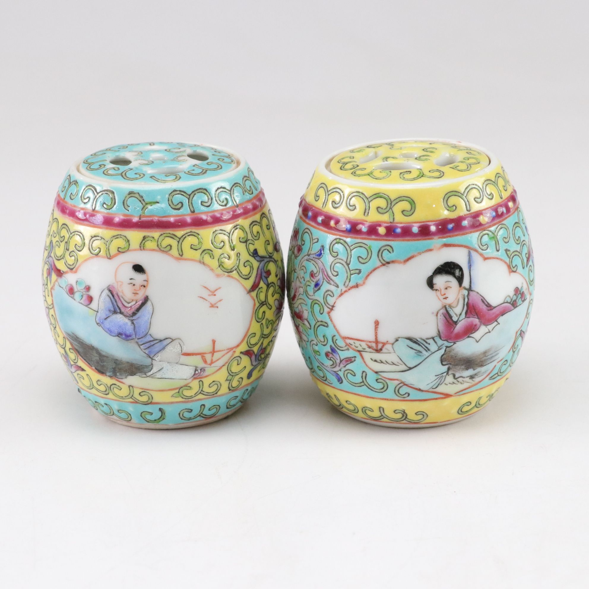 Japanese Imari Ware Ceramic Box with Four Chinese Porcelain Lidded Jars