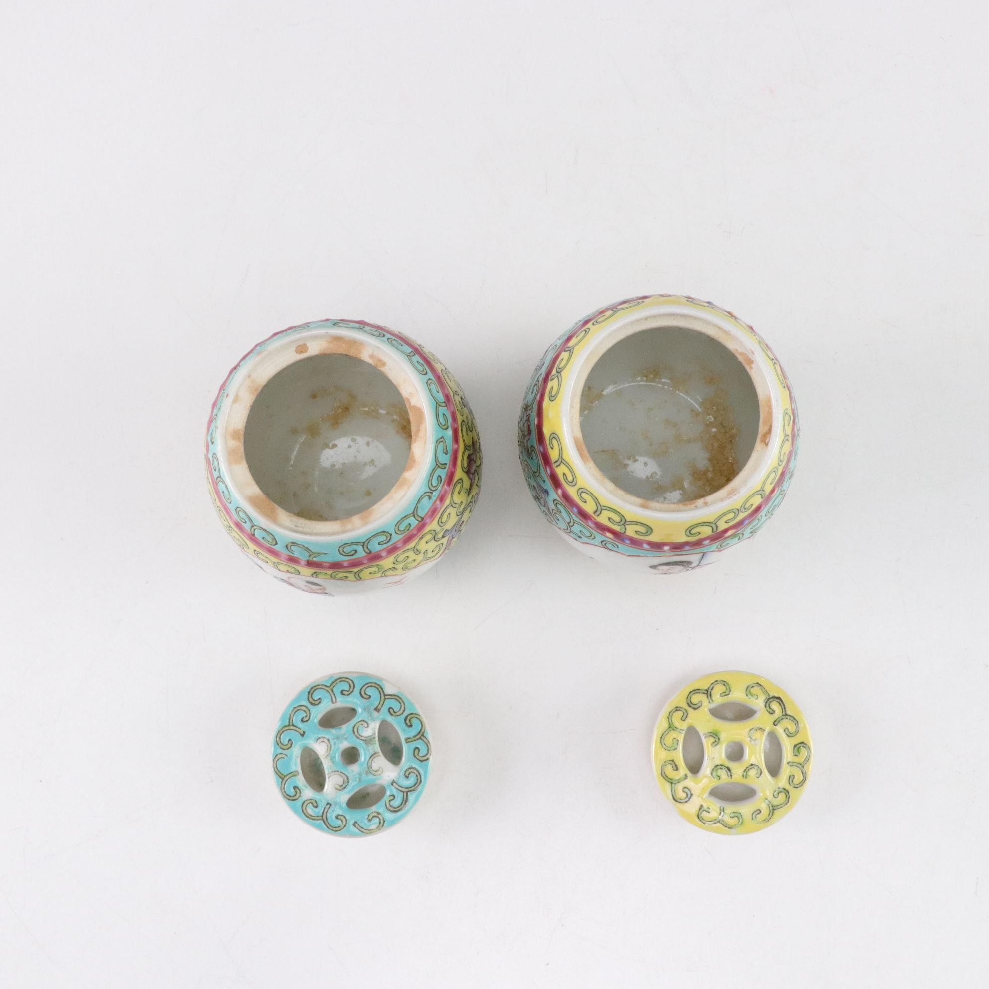 Japanese Imari Ware Ceramic Box with Four Chinese Porcelain Lidded Jars