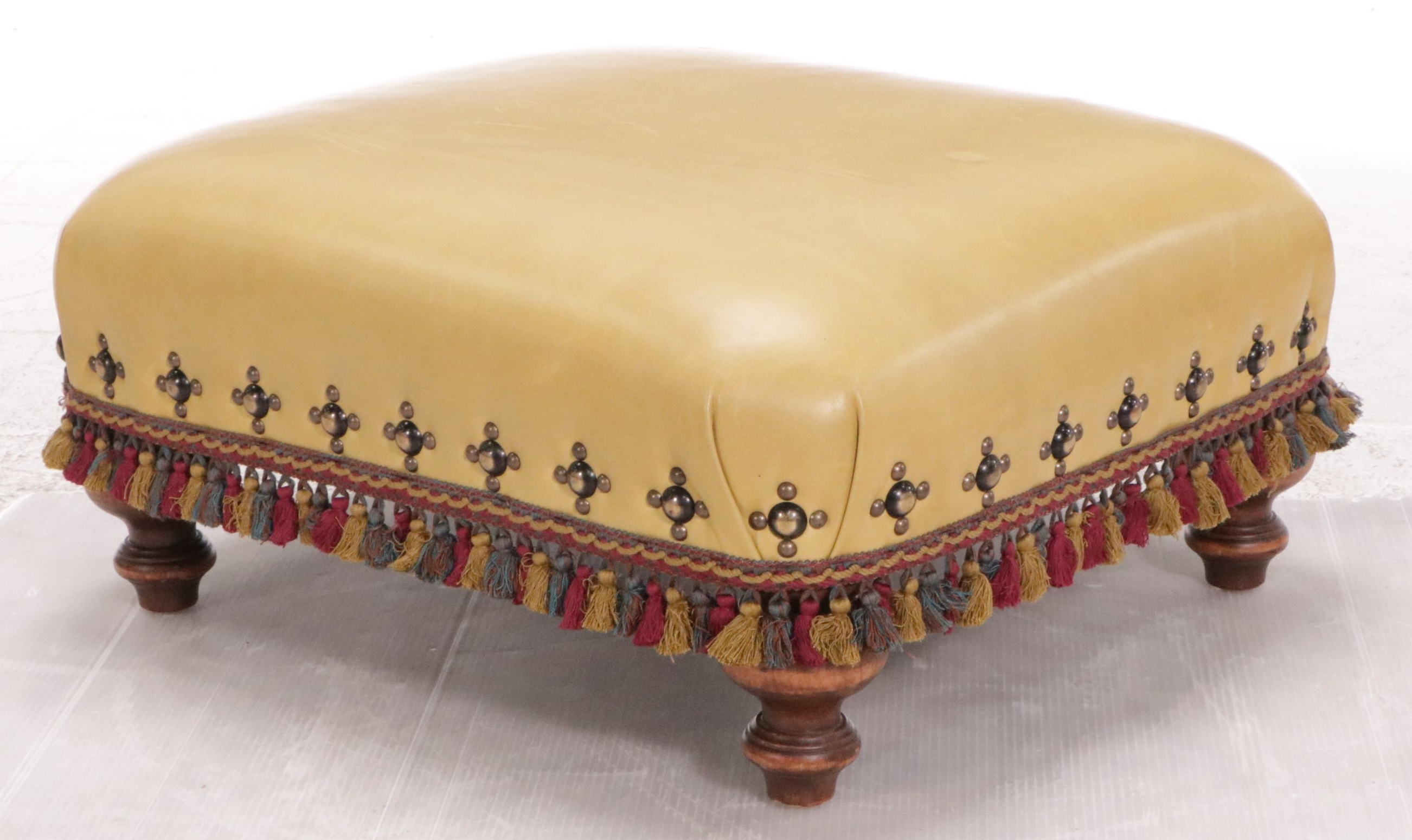 Old Hickory Tannery Tassel Skirted Leather Ottoman