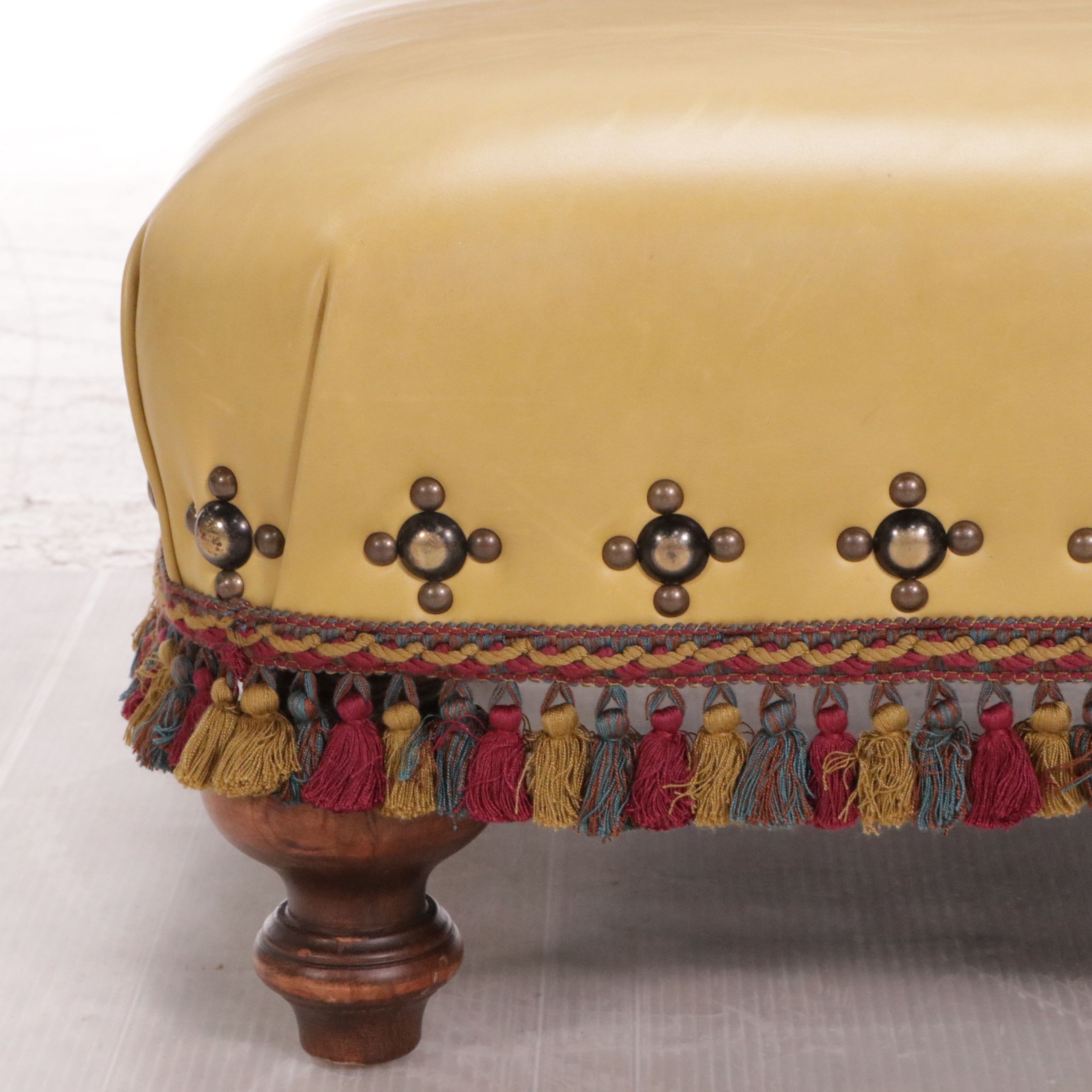 Old Hickory Tannery Tassel Skirted Leather Ottoman