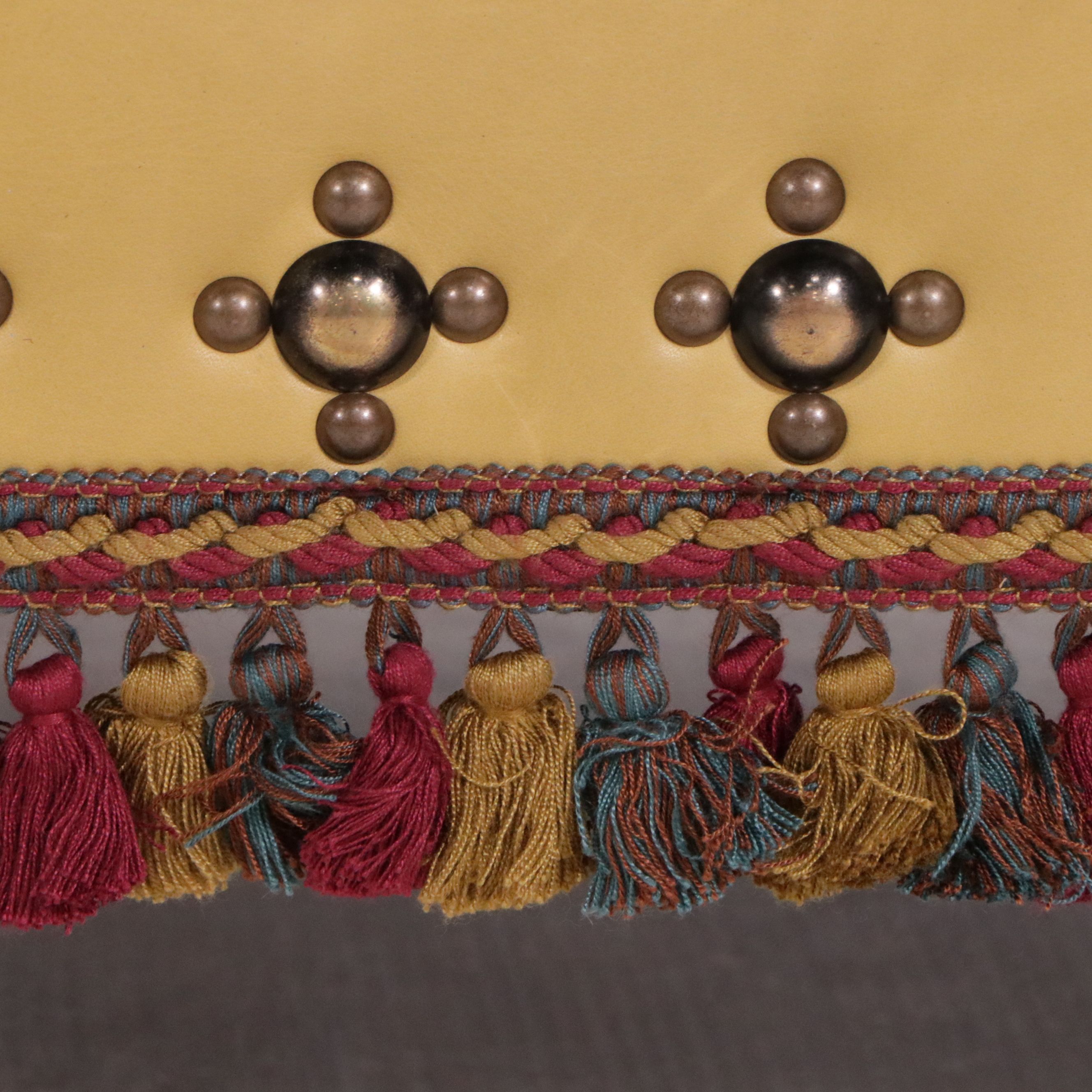 Old Hickory Tannery Tassel Skirted Leather Ottoman