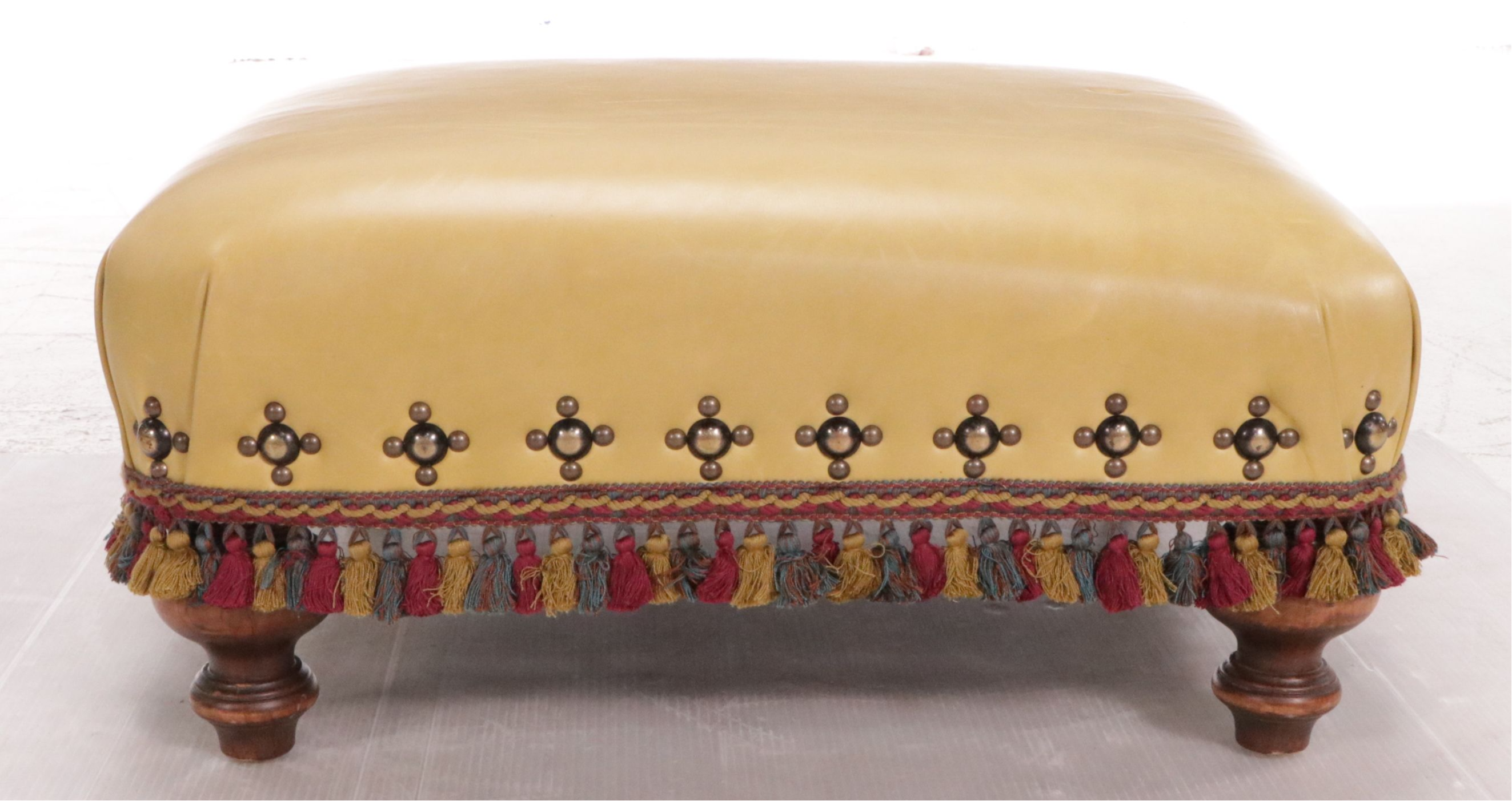 Old Hickory Tannery Tassel Skirted Leather Ottoman