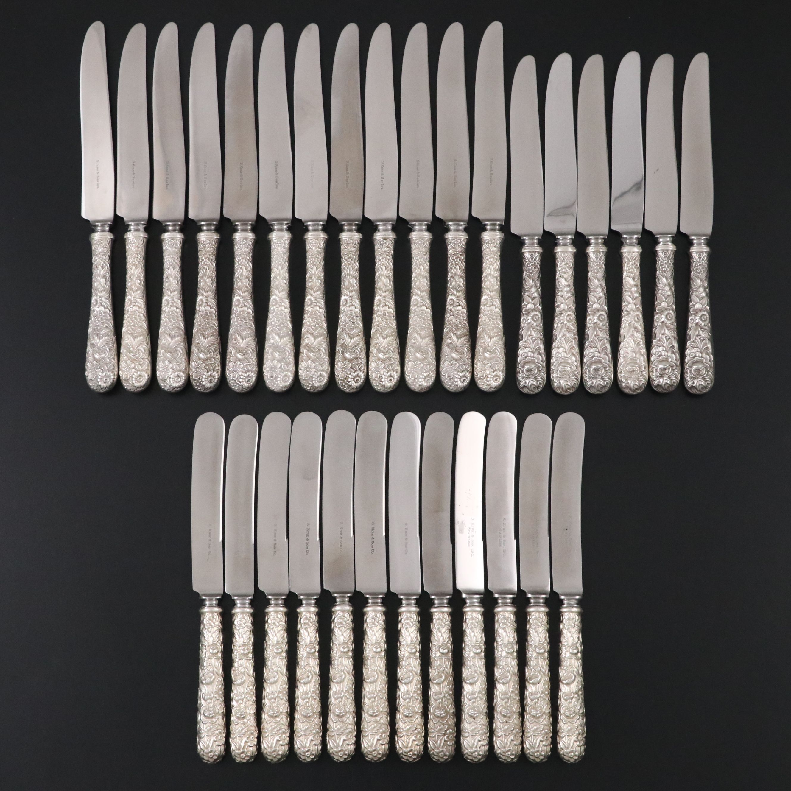 S. Kirk & Son "Repoussé" Knives of Various Silhouettes