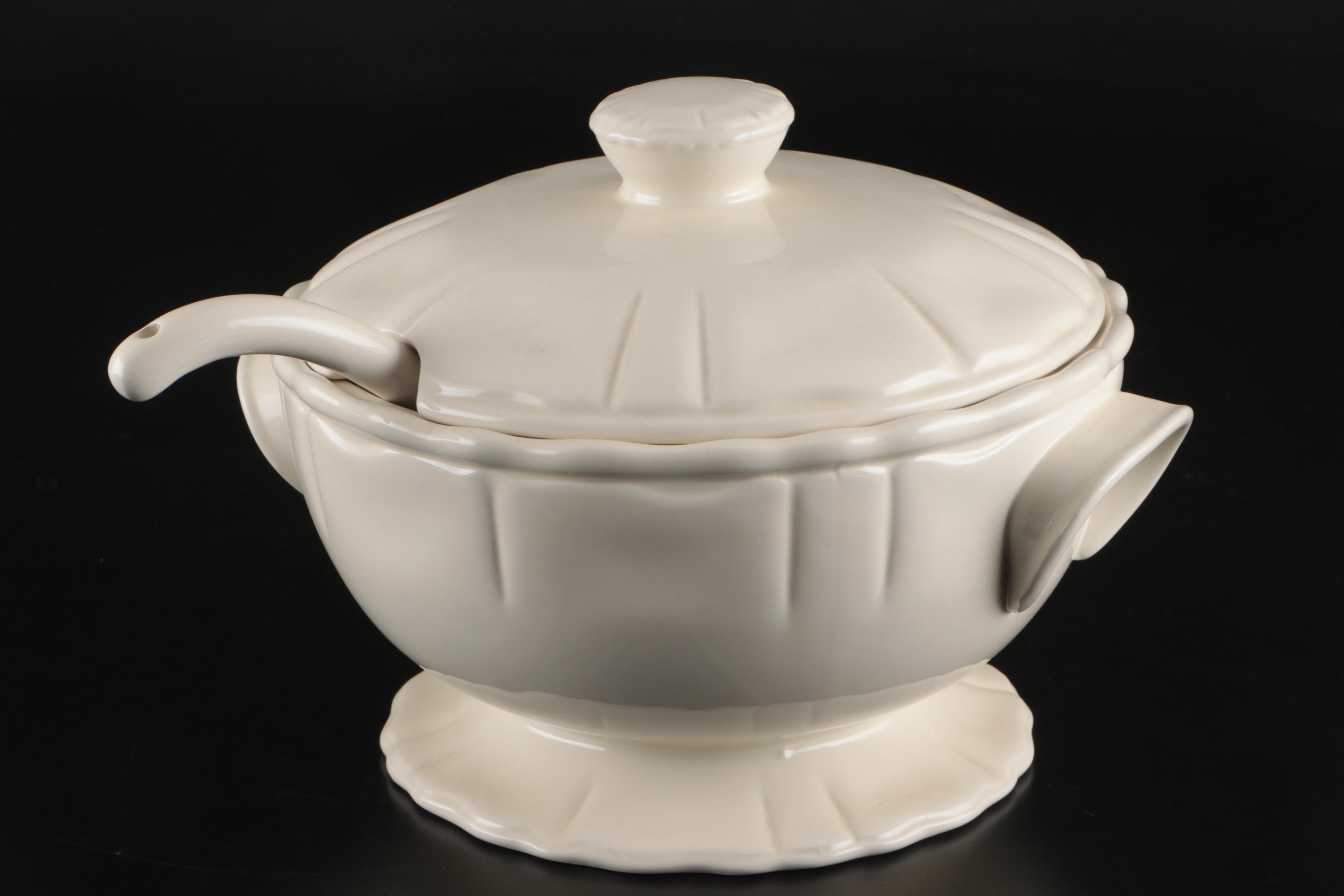 Longaberger Pottery Serving Bowls with White Ceramic Bakeware and More