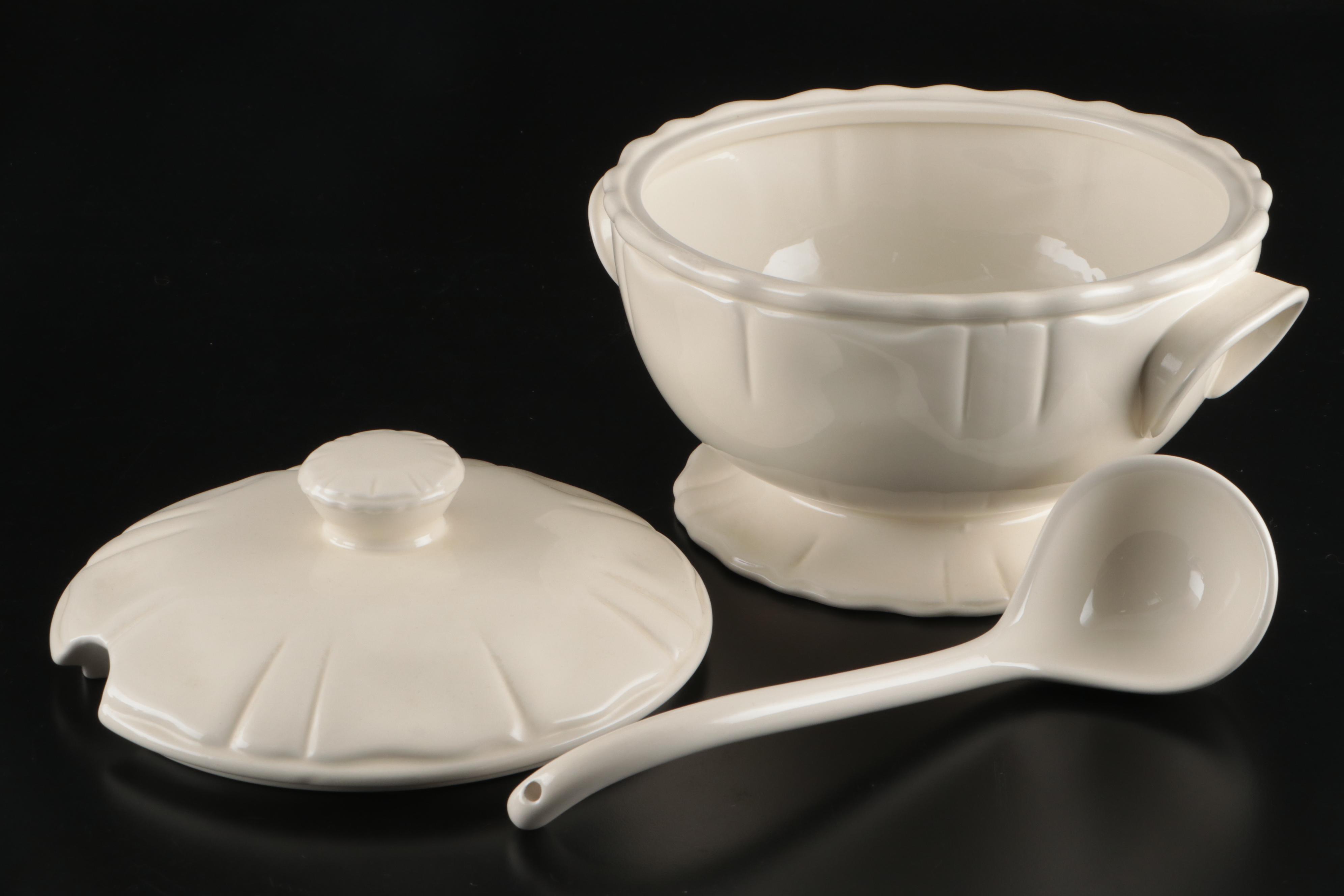Longaberger Pottery Serving Bowls with White Ceramic Bakeware and More