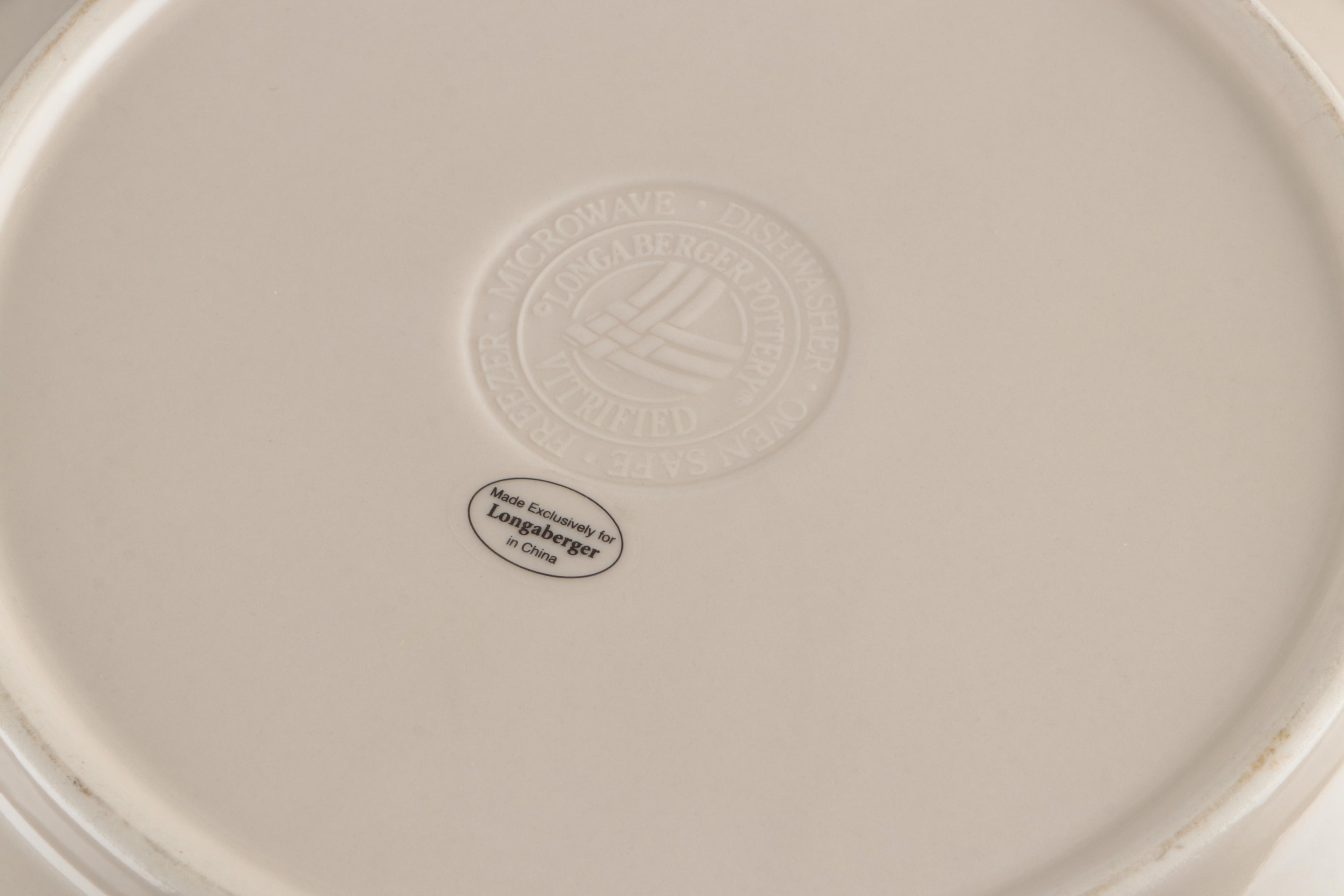 Longaberger Pottery Serving Bowls with White Ceramic Bakeware and More