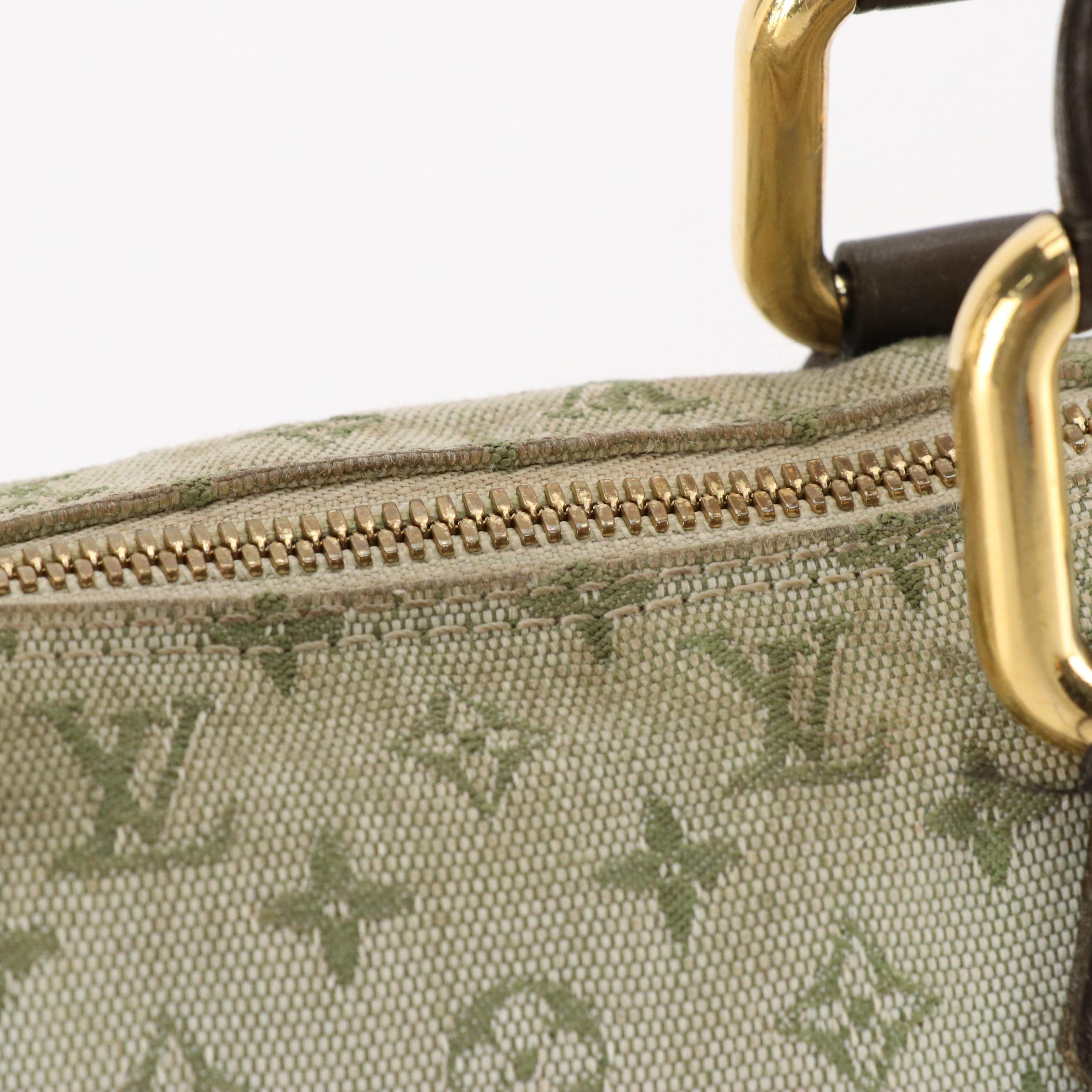 Louis Vuitton Green Mini Lin Canvas and Brown Leather Alma Long Handbag