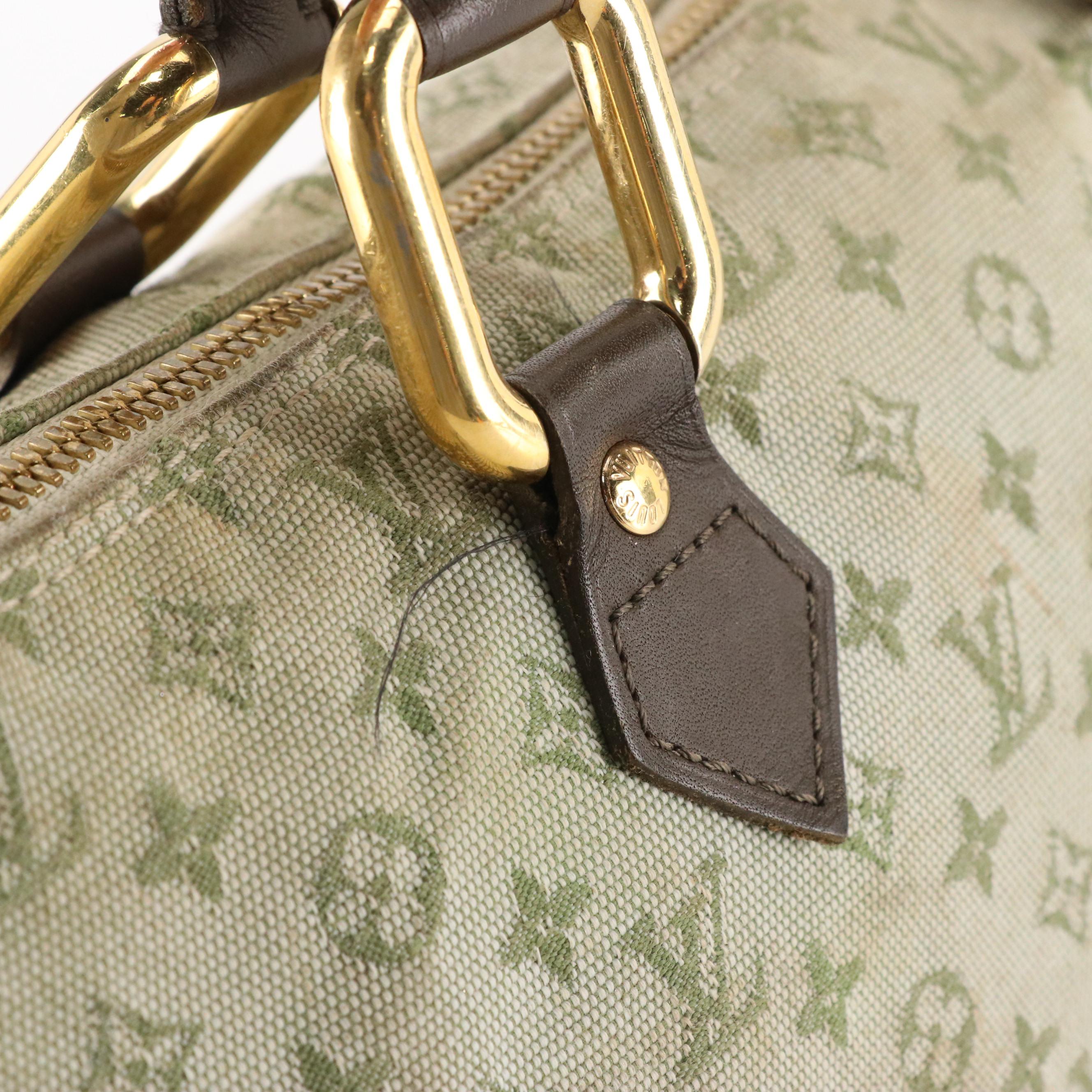 Louis Vuitton Green Mini Lin Canvas and Brown Leather Alma Long Handbag