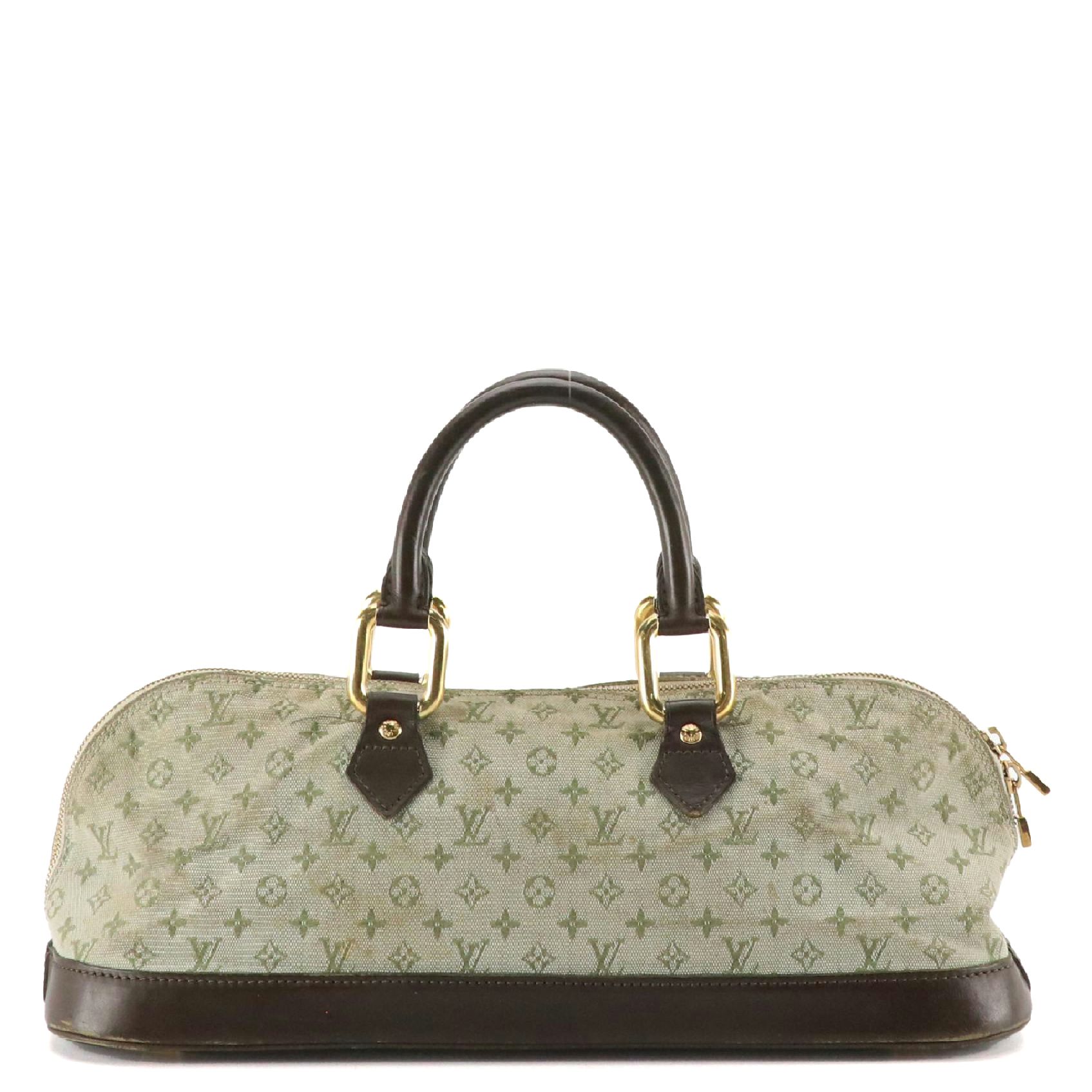 Louis Vuitton Green Mini Lin Canvas and Brown Leather Alma Long Handbag