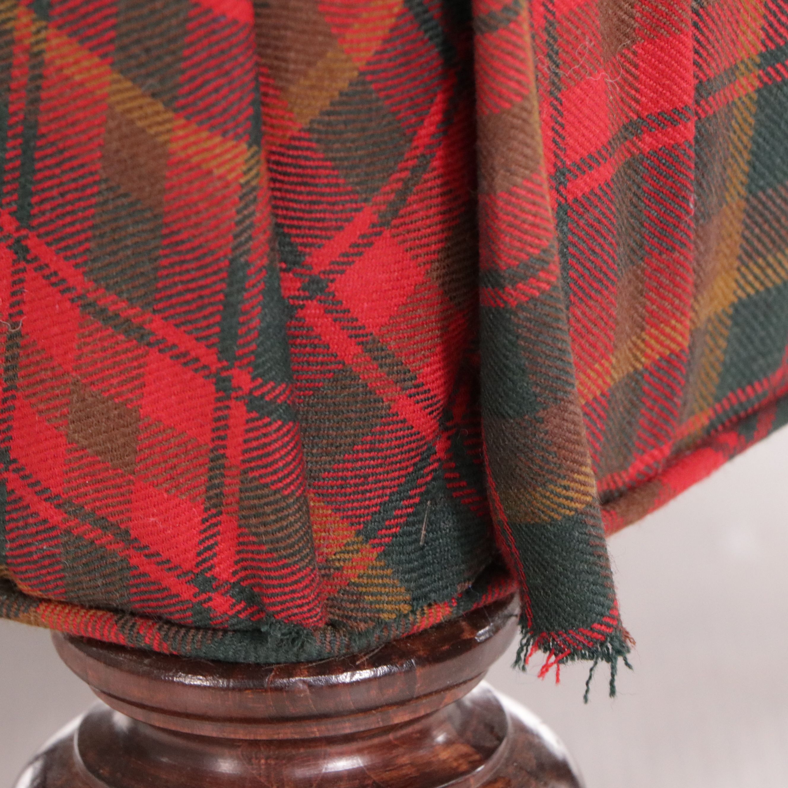 Lounge Chair and Ottoman with Button Tufted Tartan Plaid Upholstery