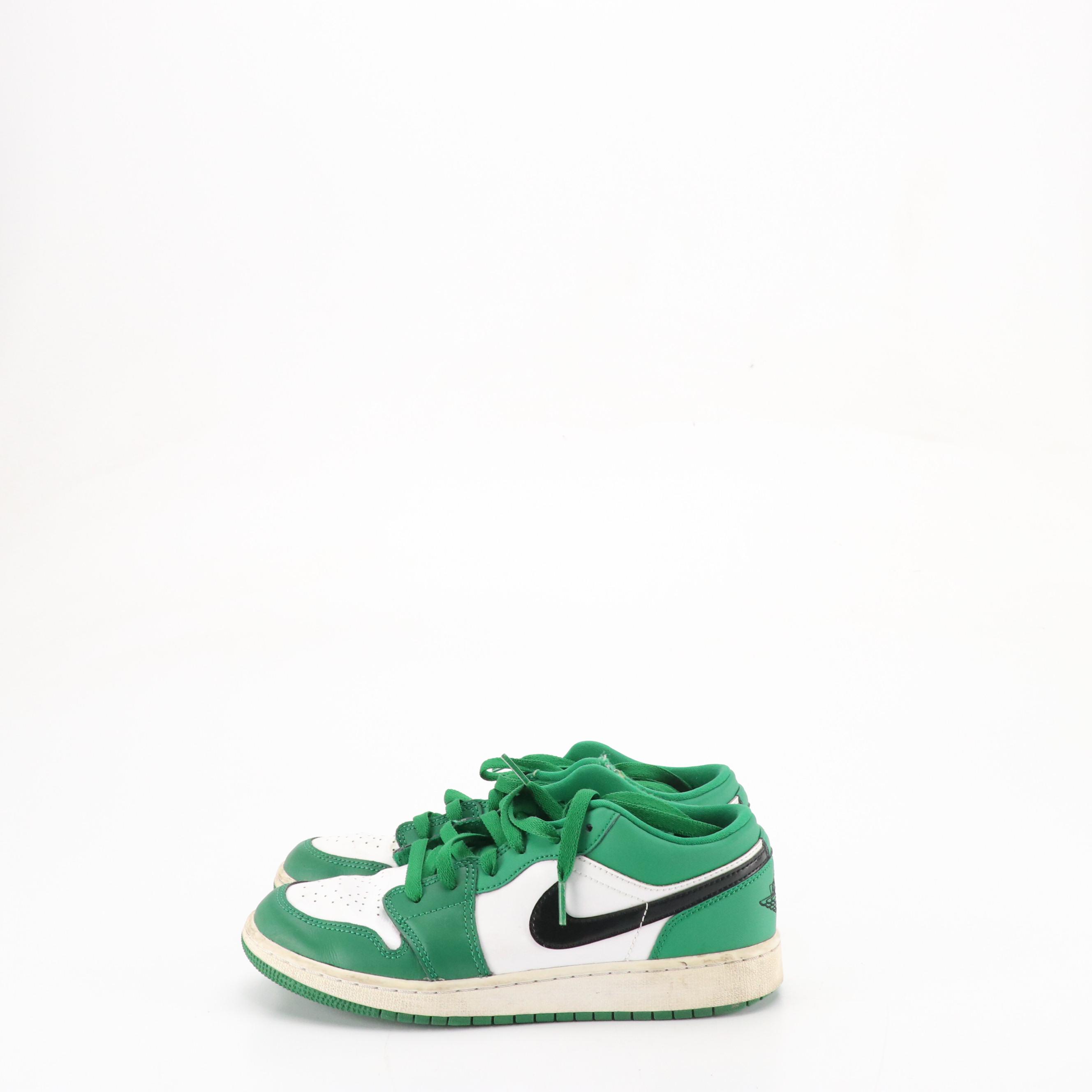 Youth Nike Air Jordan 1 Low Sneakers in "Pine Green" Leather