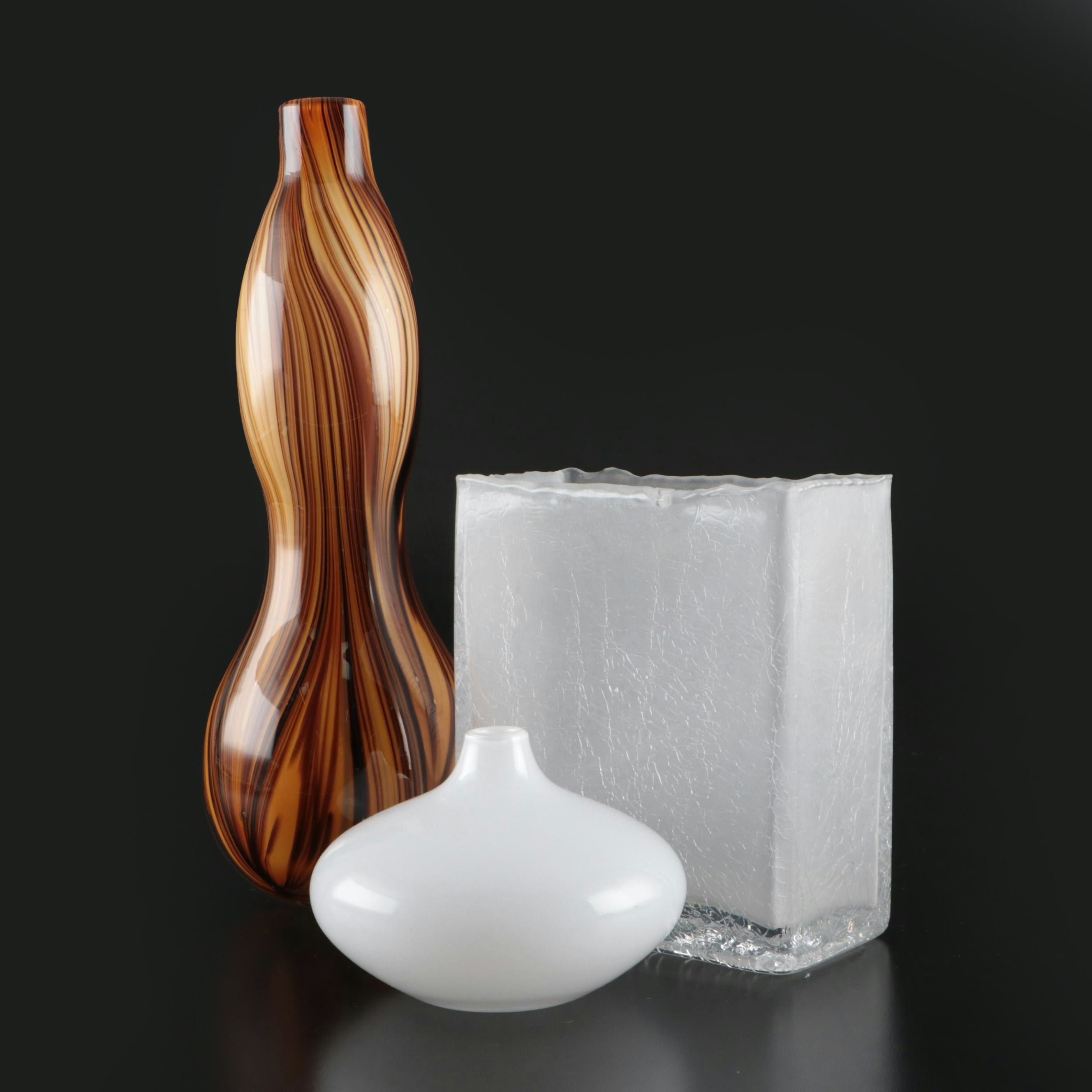 Tozai Home Swirl Glass Gourd Vase with Other MCM Style Glass Vases