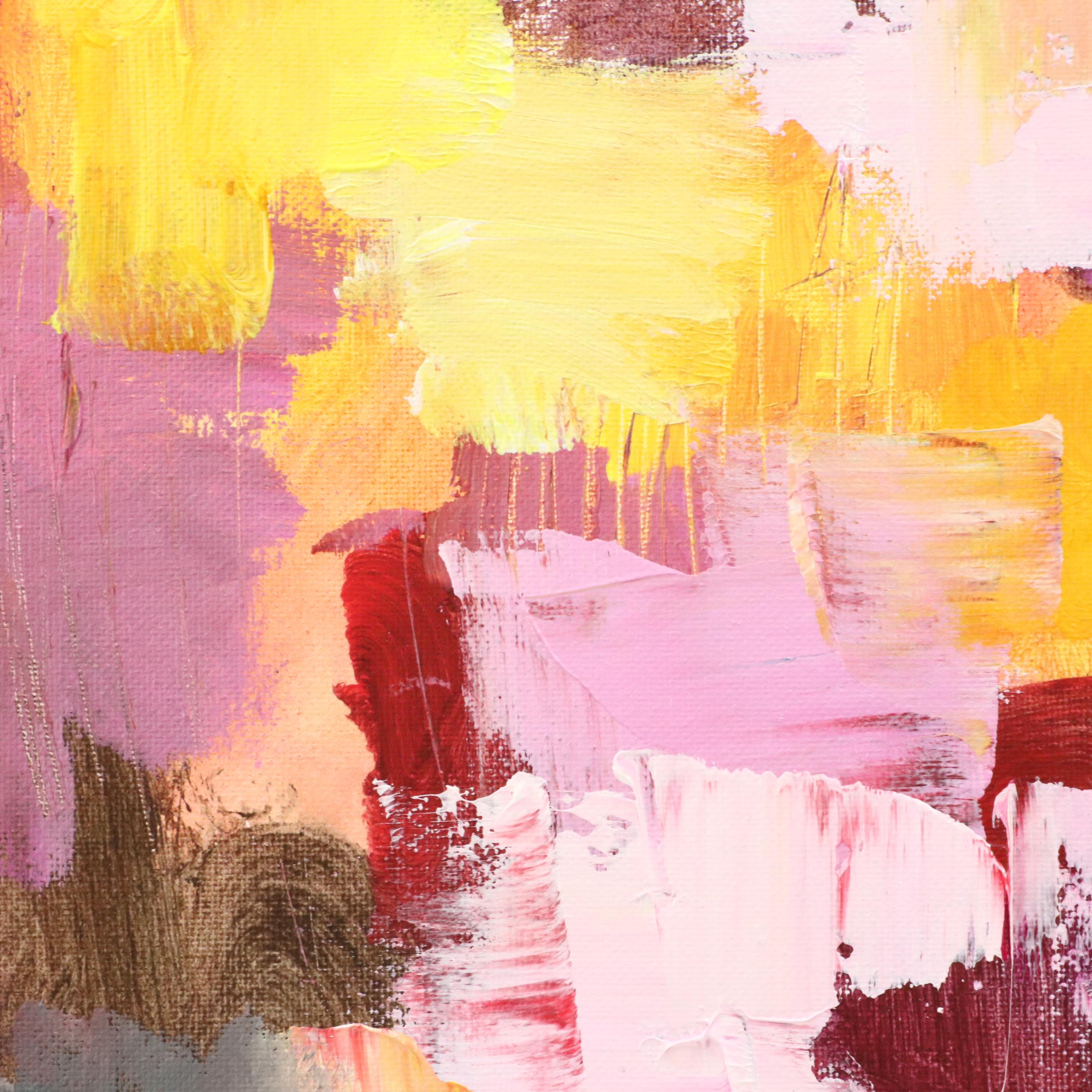 Leif Janek Abstract Acrylic Painting, "Cherry Blossoms," 21st Century