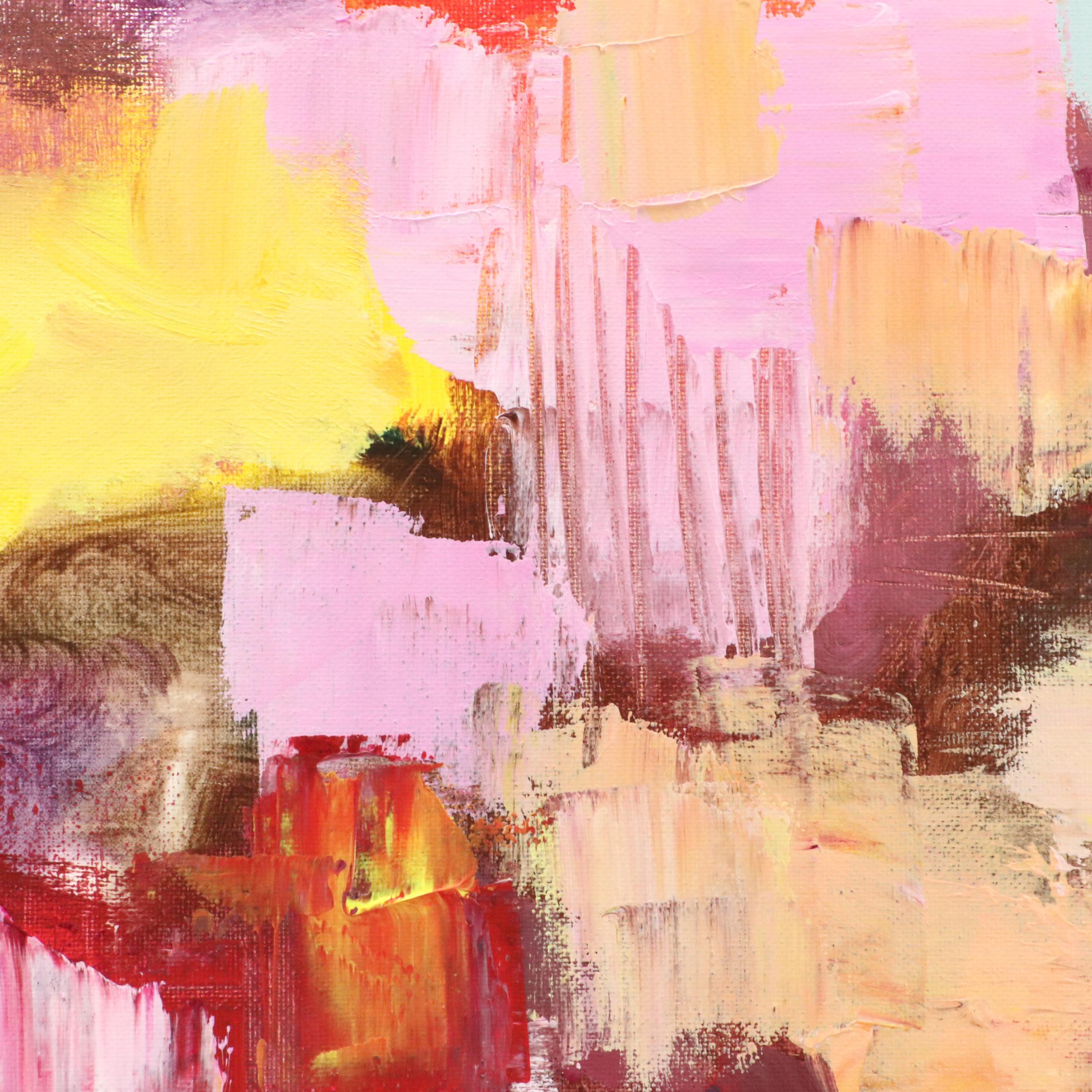 Leif Janek Abstract Acrylic Painting, "Cherry Blossoms," 21st Century