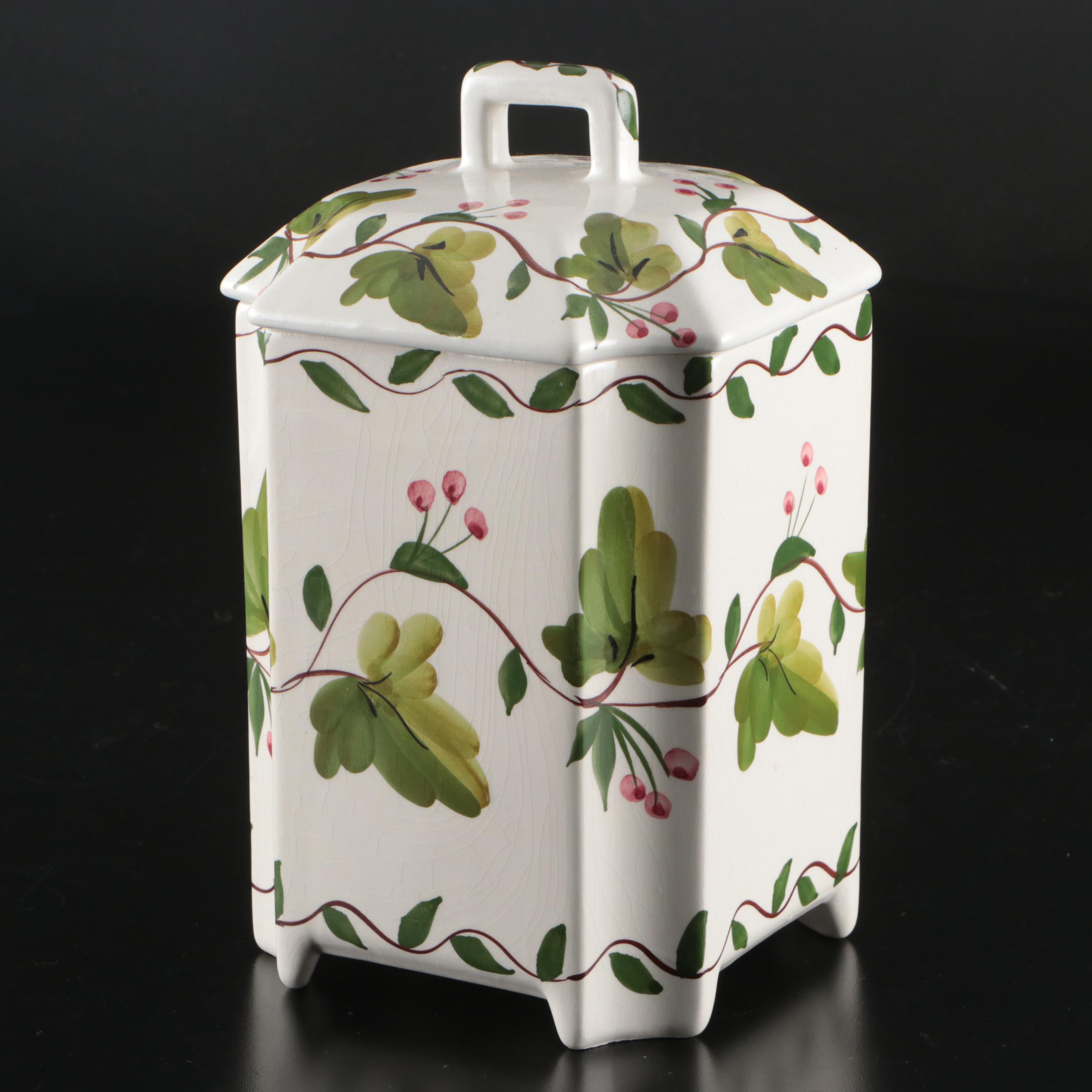 Casa Fina Portuguese Hand-Painted Leaf and Berry Ceramic Lidded Jars