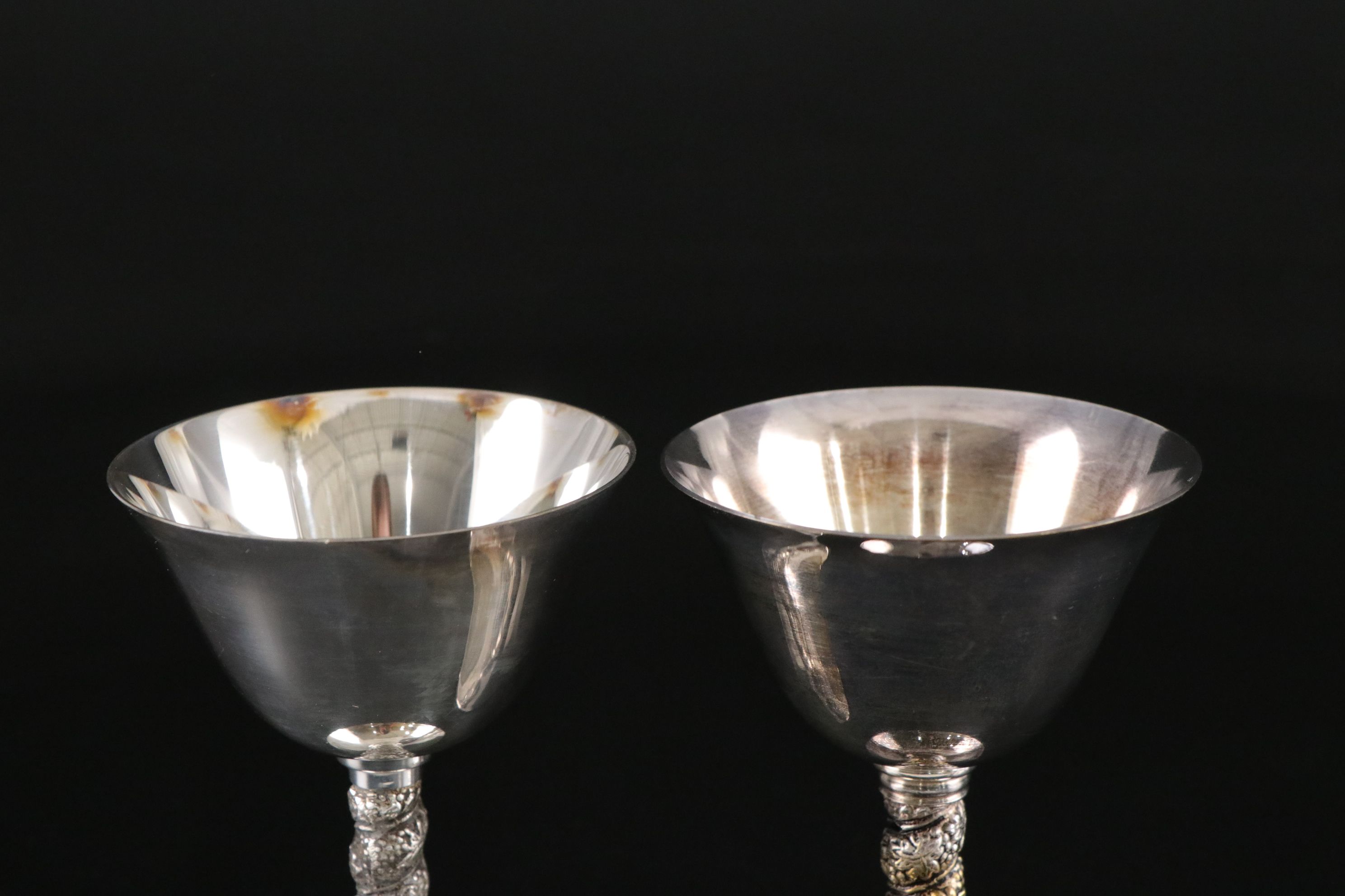 Spanish Silver Plate & Brass Goblet Set