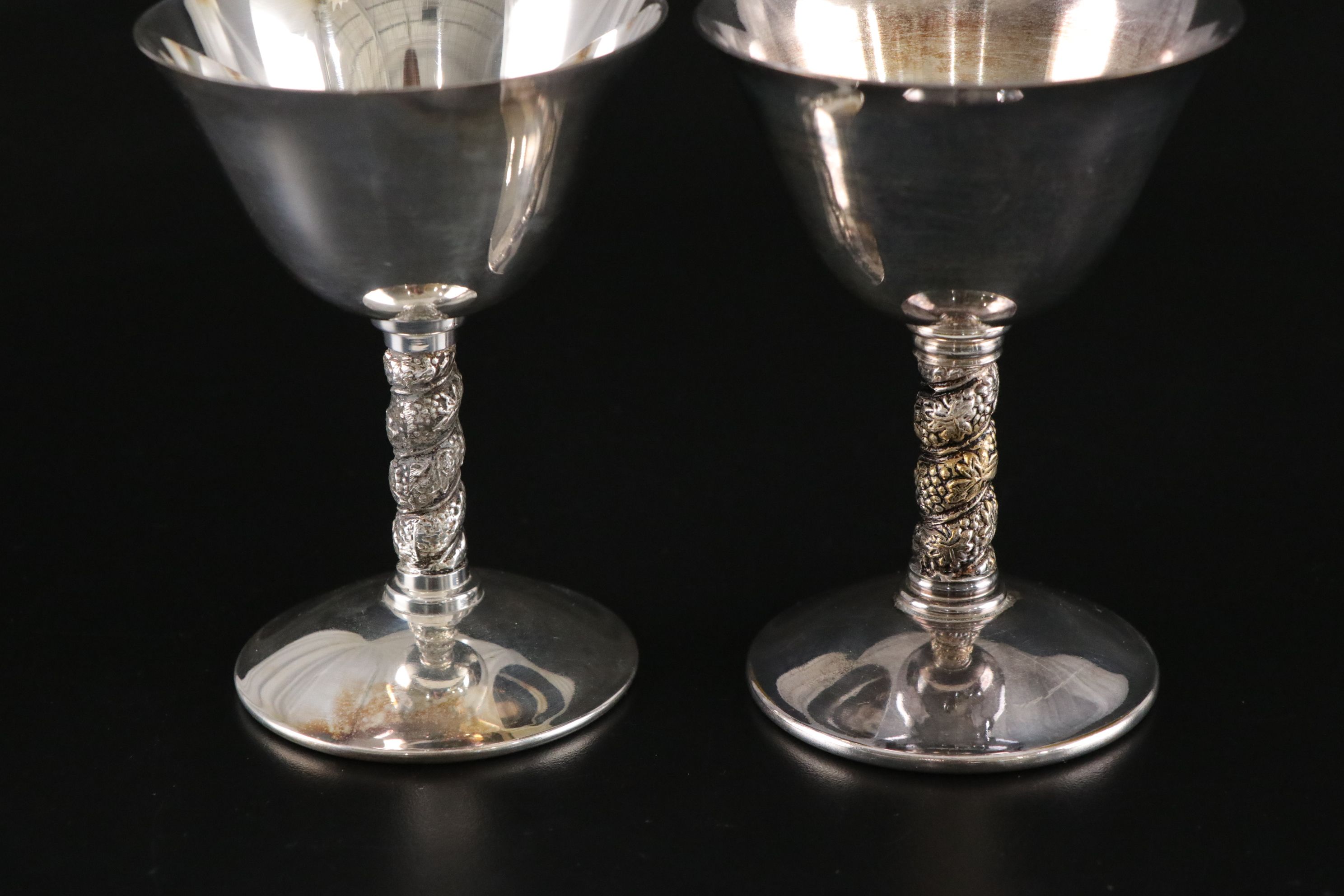 Spanish Silver Plate & Brass Goblet Set