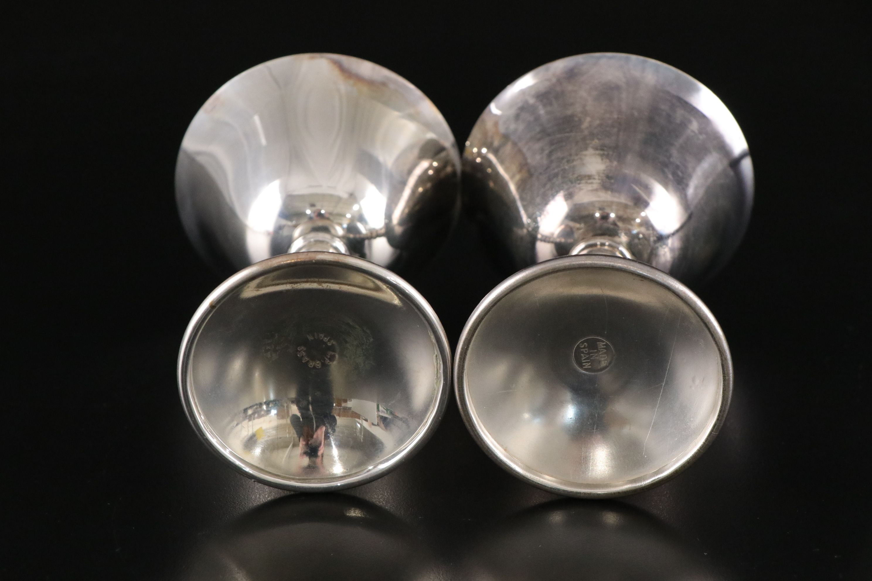 Spanish Silver Plate & Brass Goblet Set