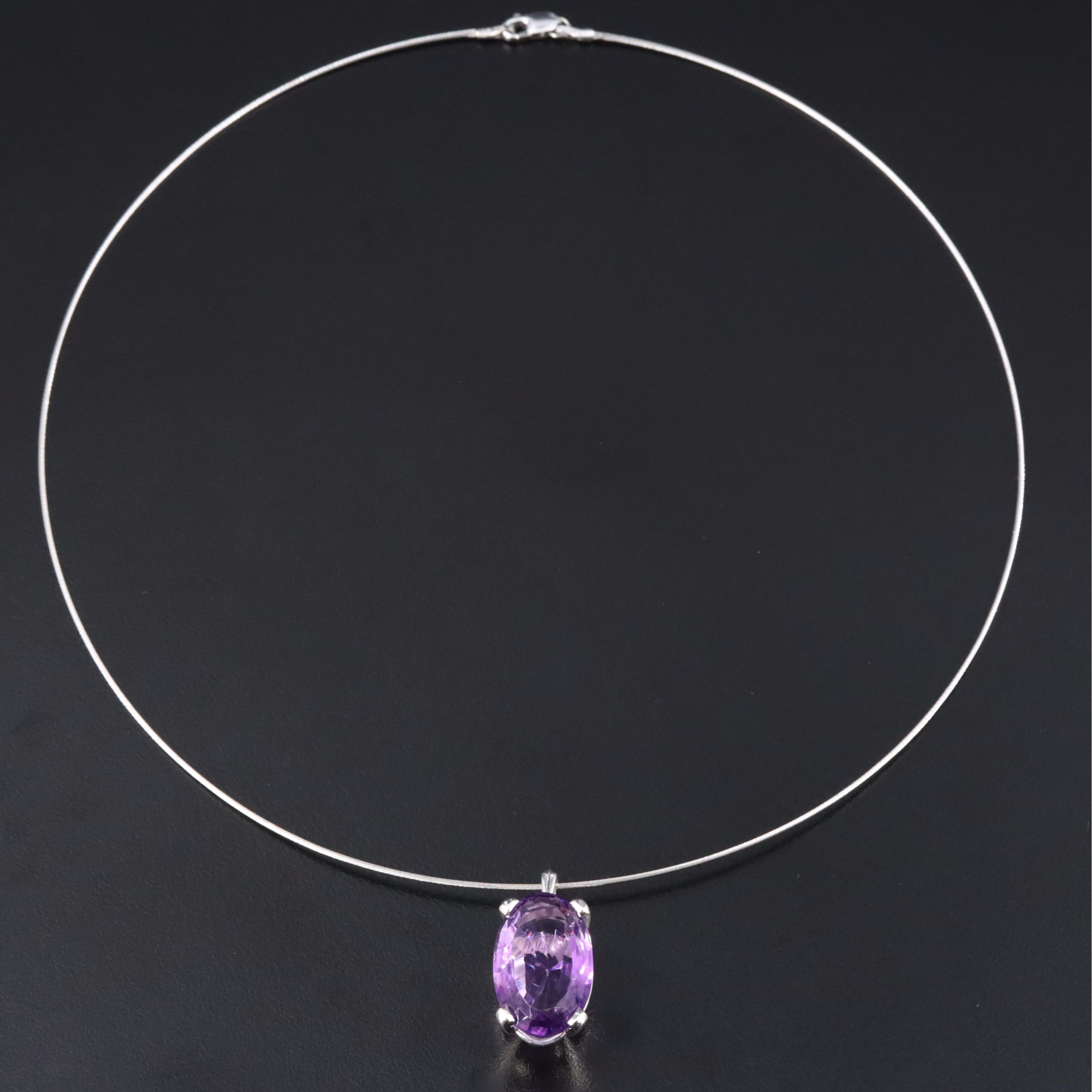 Sterling Amethyst Pendant on 14K Chain