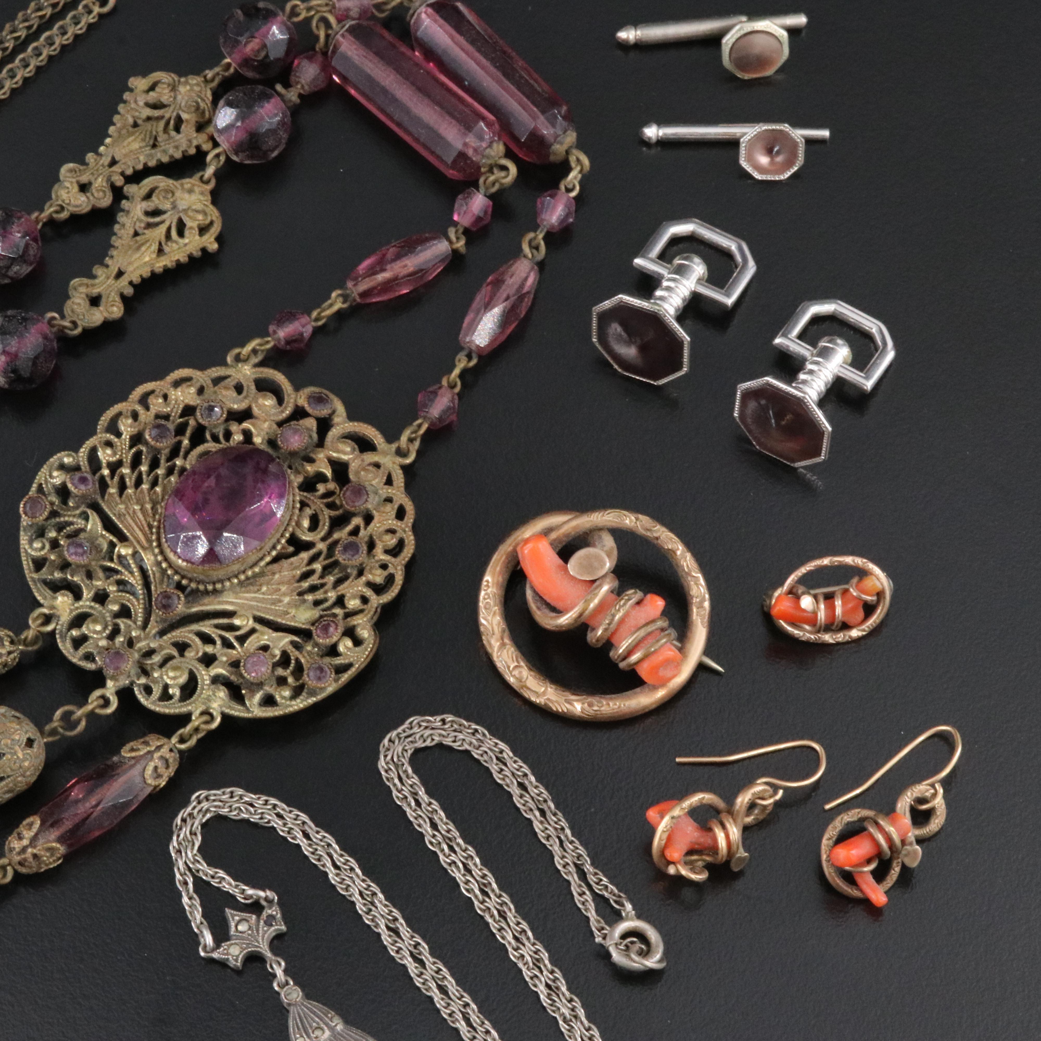 Victorian Coral Set, Art Deco and Sterling Feat. in Vintage and Antique Jewelry