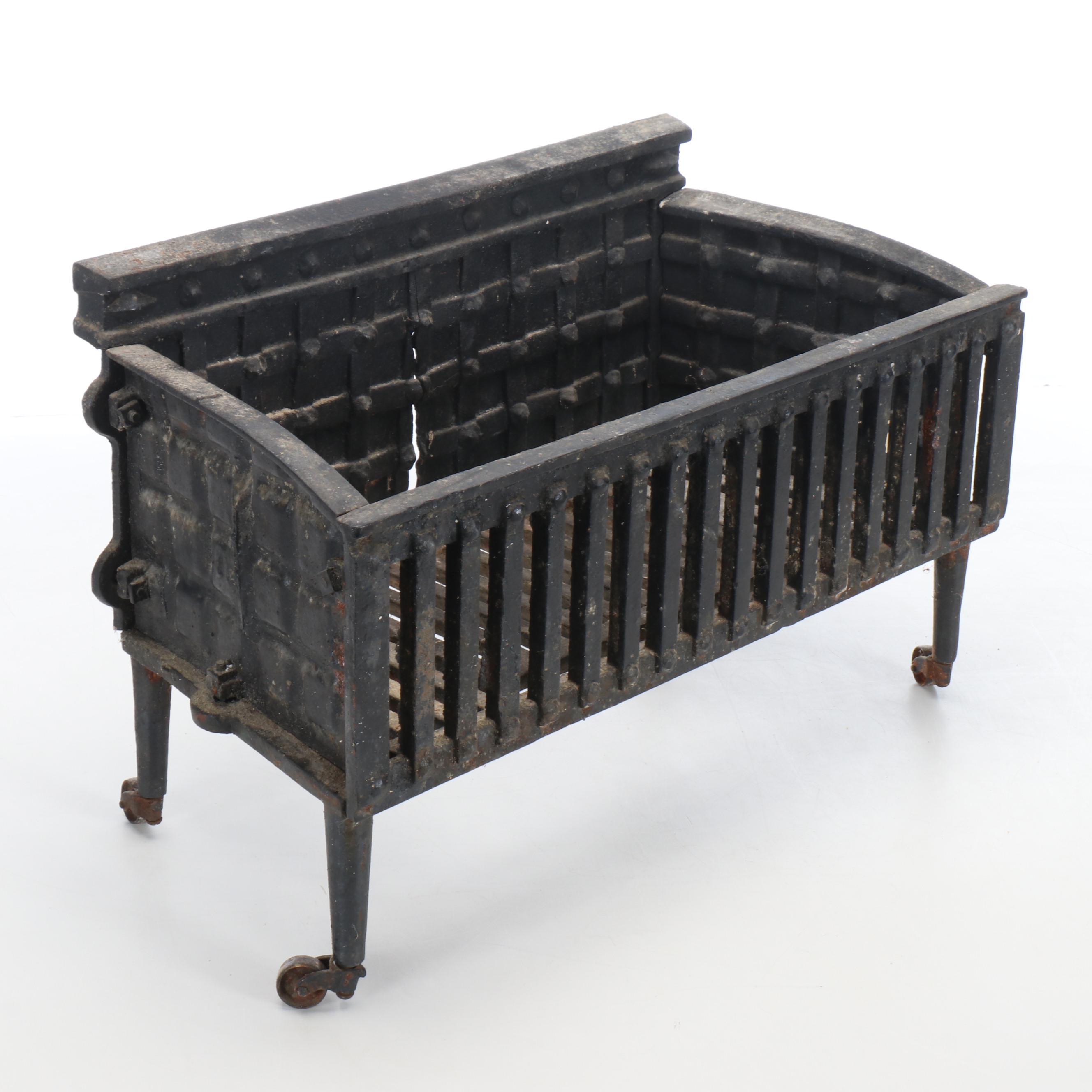 Wheeled Cast Iron Fireplace Grate