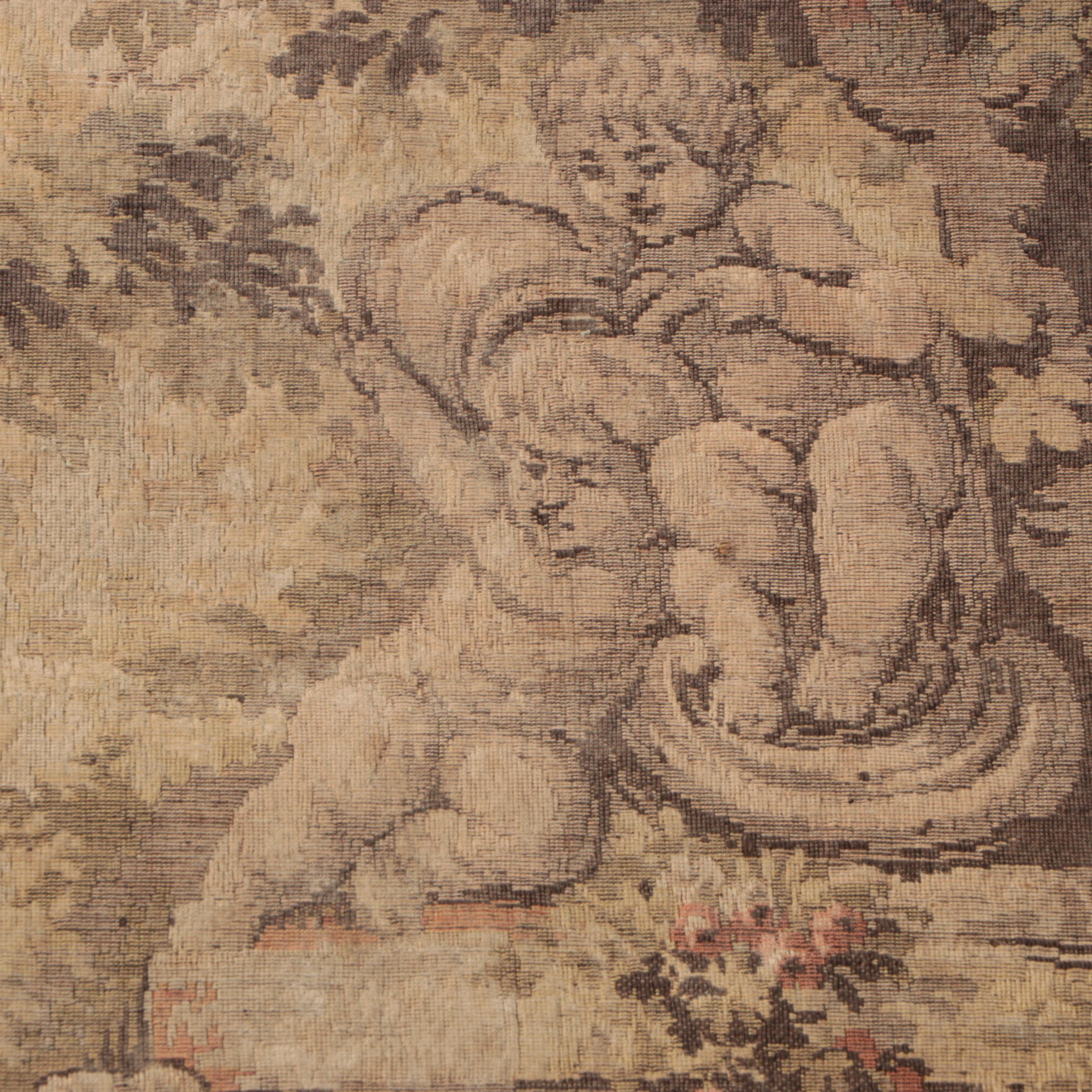 Rococo Style Outdoor Scene Woven Tapestry with Ornamented Hanging Rod