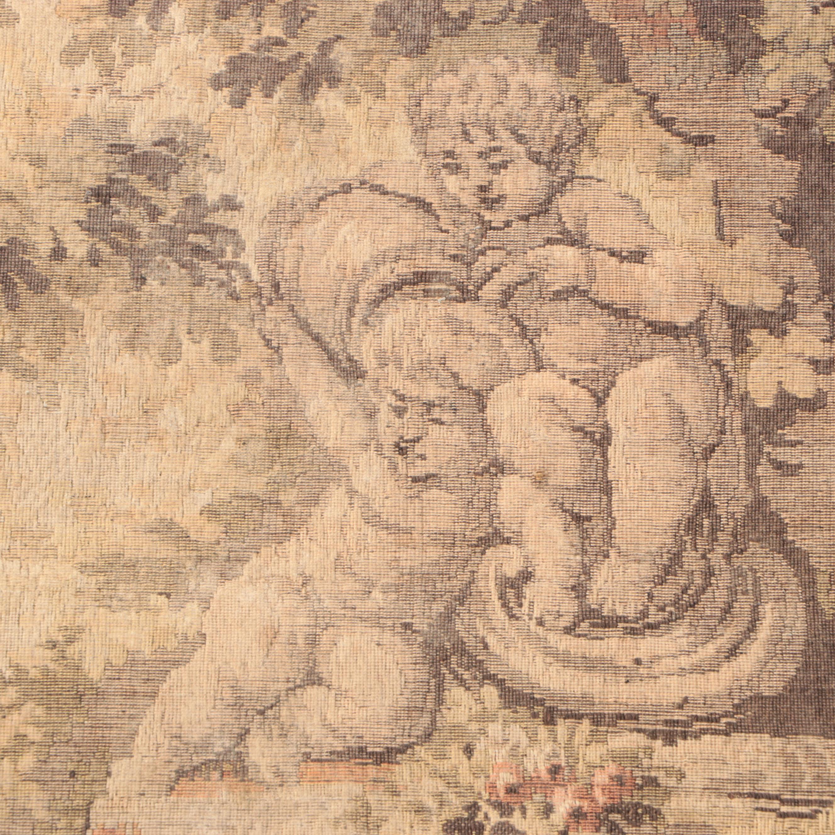 Rococo Style Outdoor Scene Woven Tapestry with Ornamented Hanging Rod