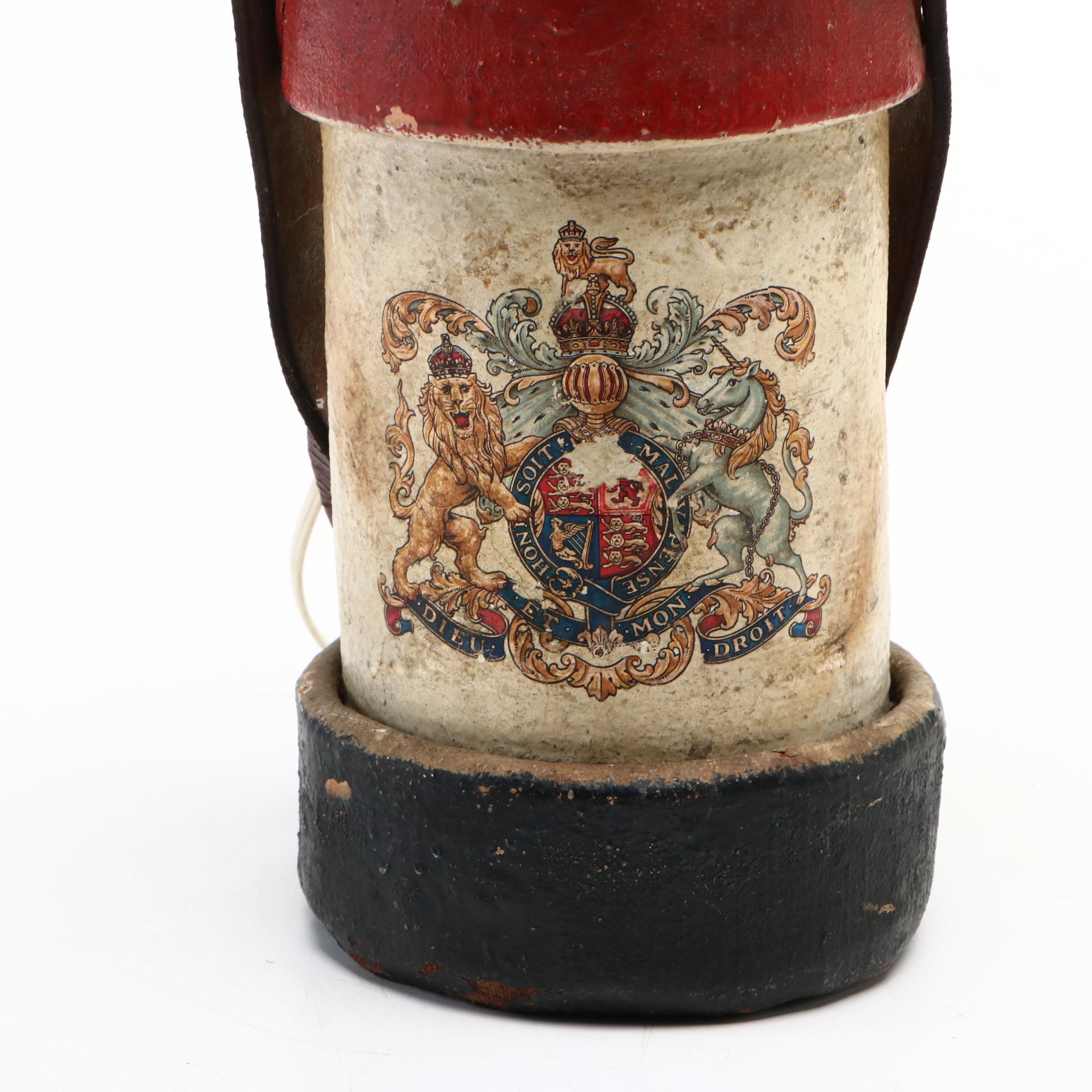 English Table Lamp adapted from a Leather British Royal Artillery Shell Carrier
