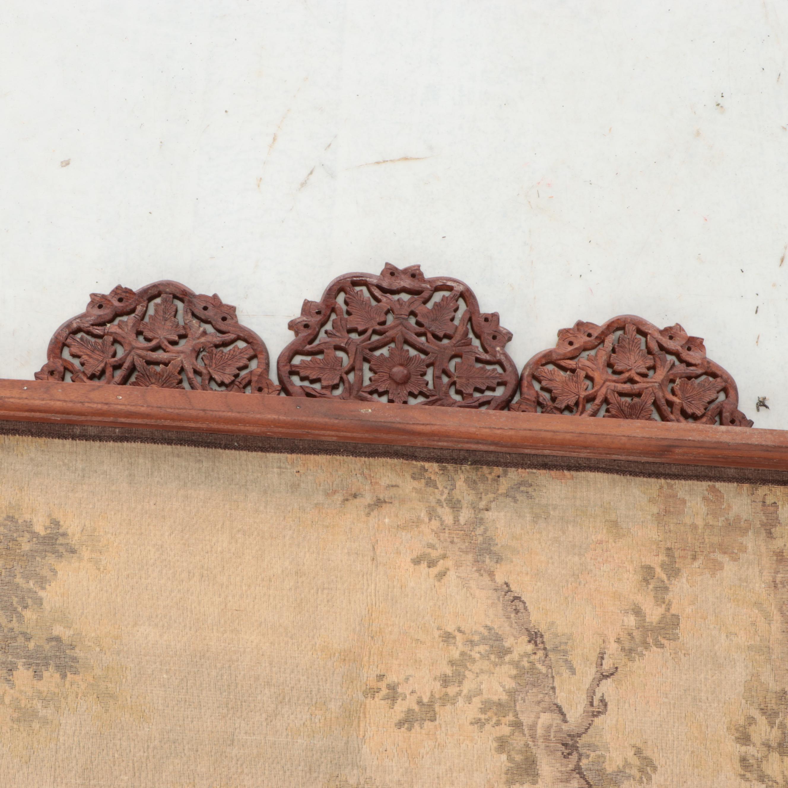 Rococo Style Outdoor Scene Woven Tapestry with Ornamented Hanging Rod