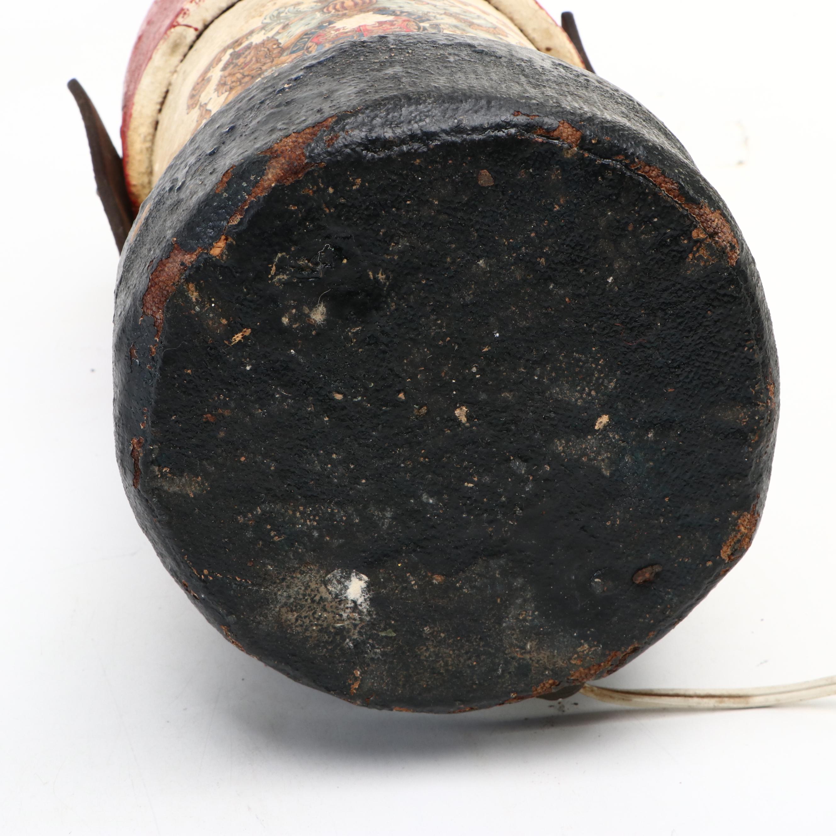 English Table Lamp adapted from a Leather British Royal Artillery Shell Carrier