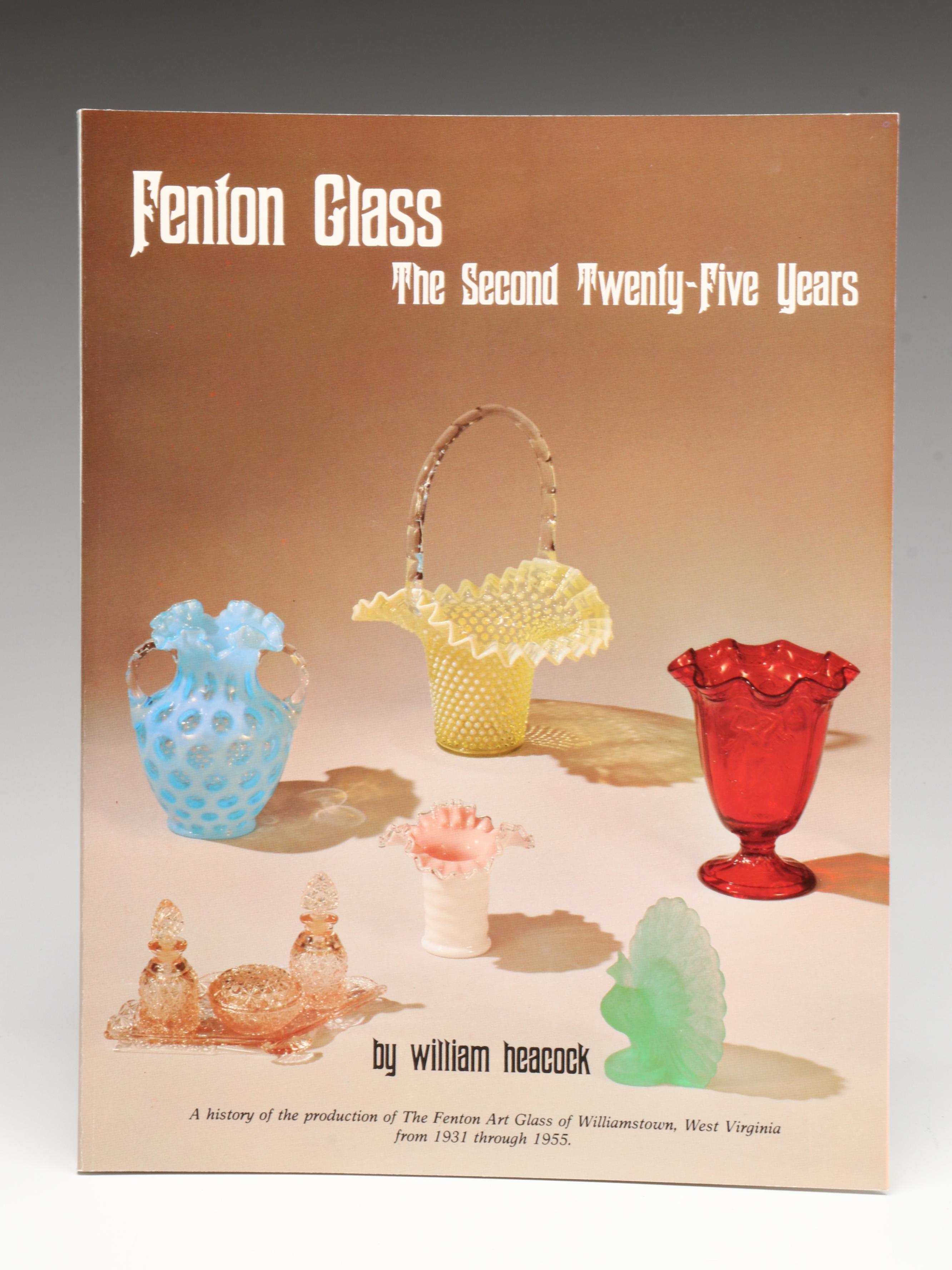 Fenton Blue "Coin Dot" Opalescent Glass Lidded Jar with Ashtray and Fenton Books