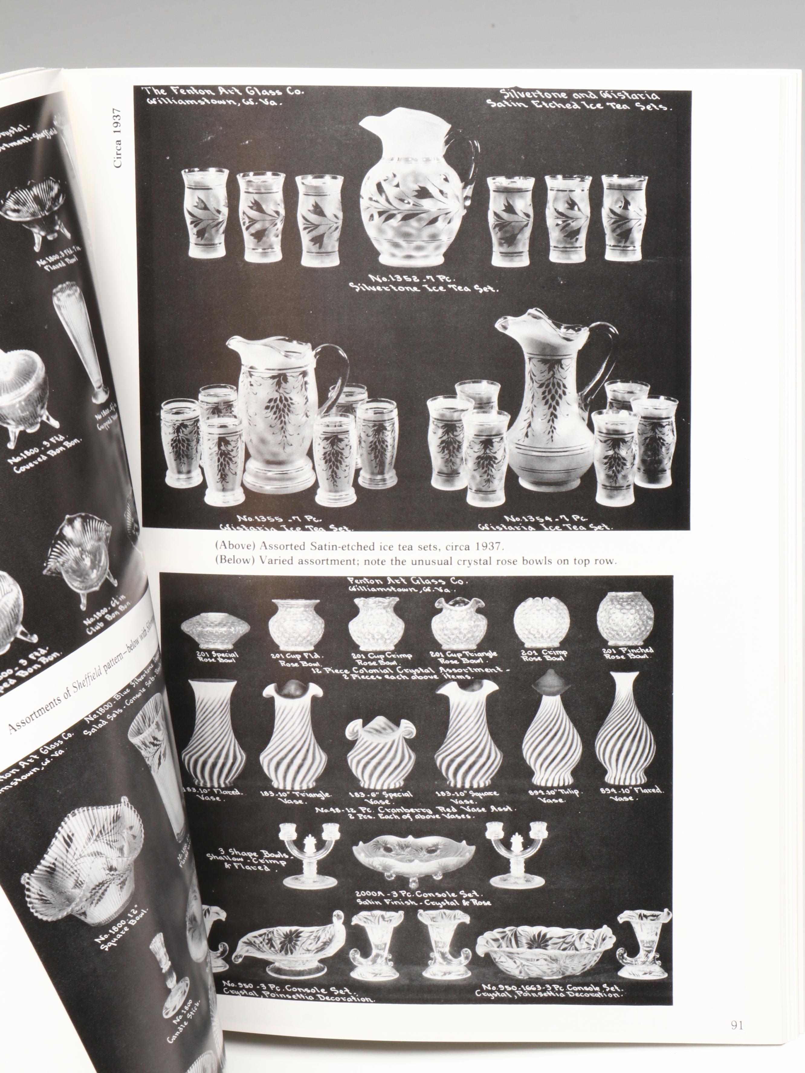 Fenton Blue "Coin Dot" Opalescent Glass Lidded Jar with Ashtray and Fenton Books