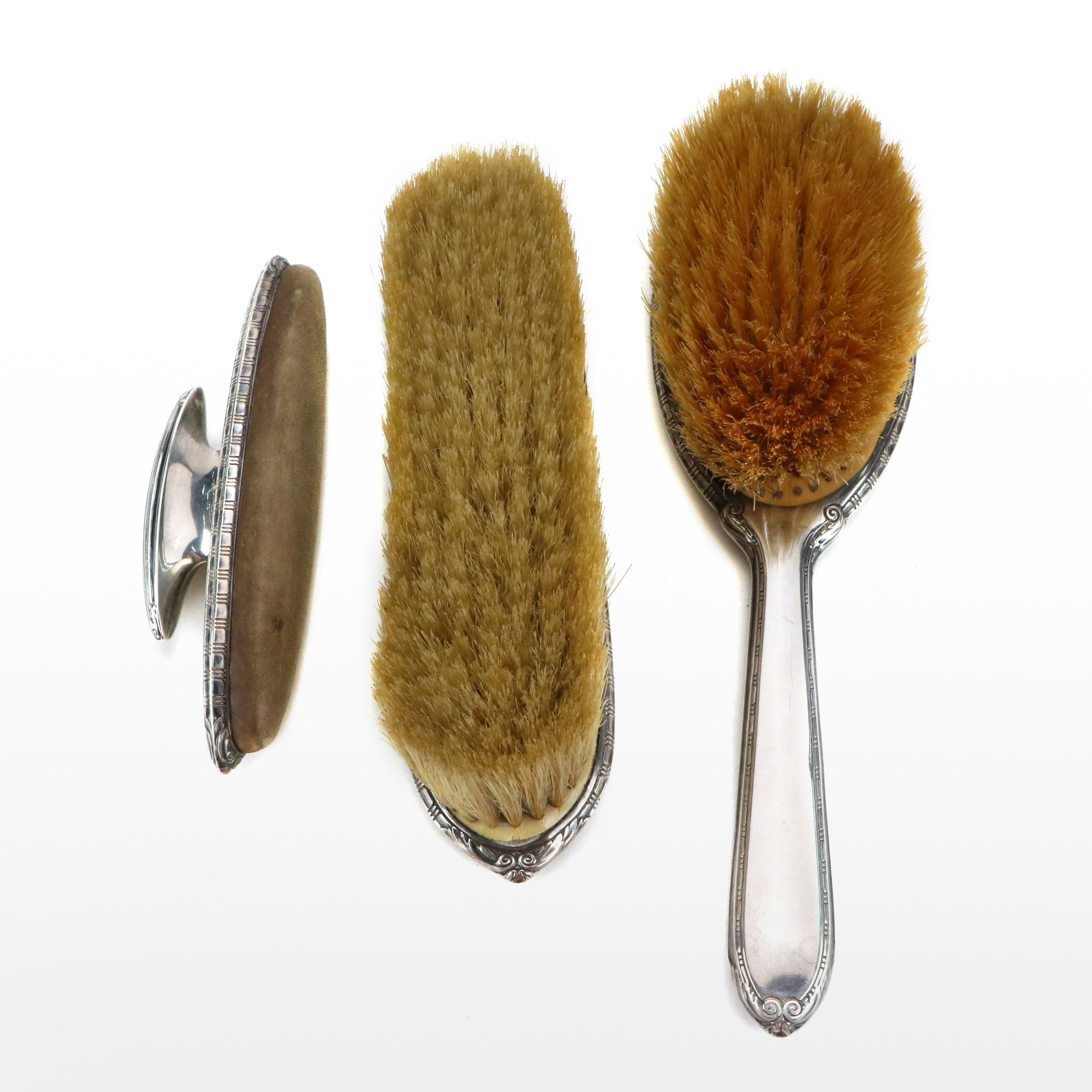 William B Kerr Sterling Silver Brushes and Nail Buffer, Late 19th-Early 20th C.